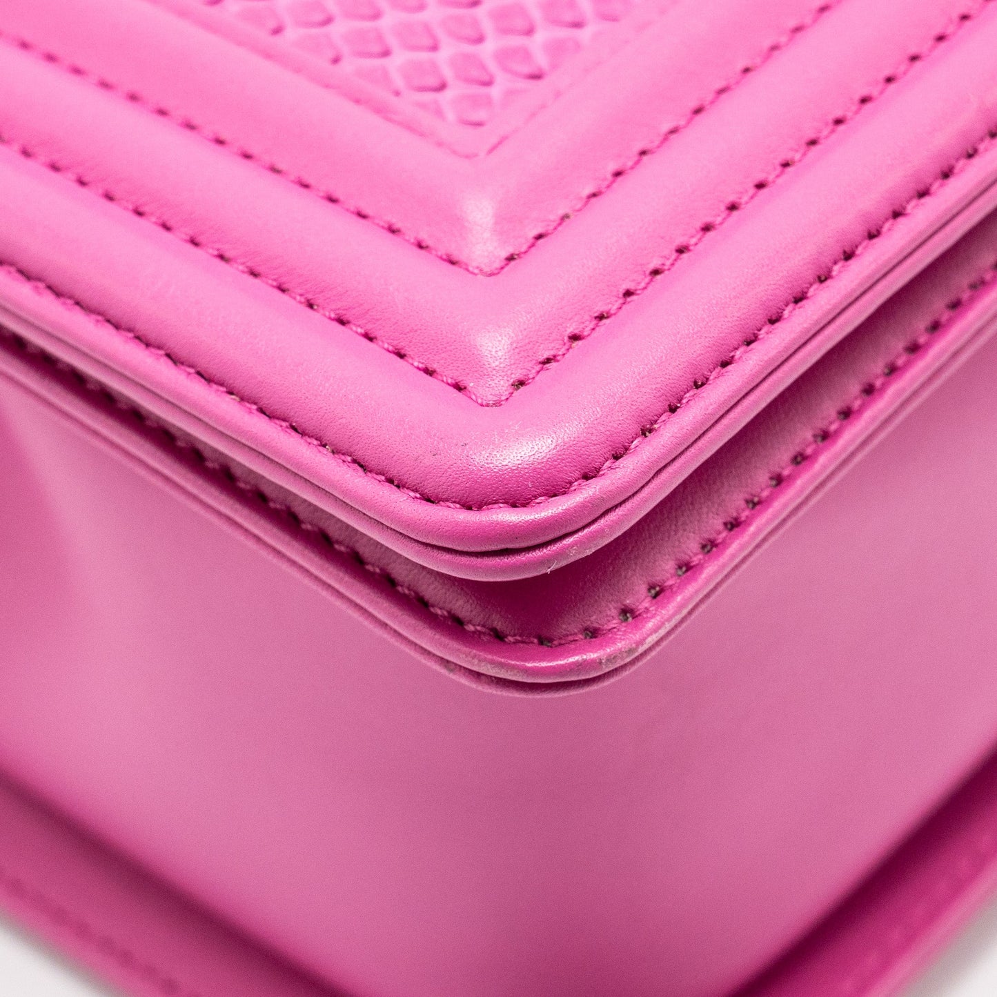 Chanel Medium Boy Flap Bag Python Pink Brushed SHW