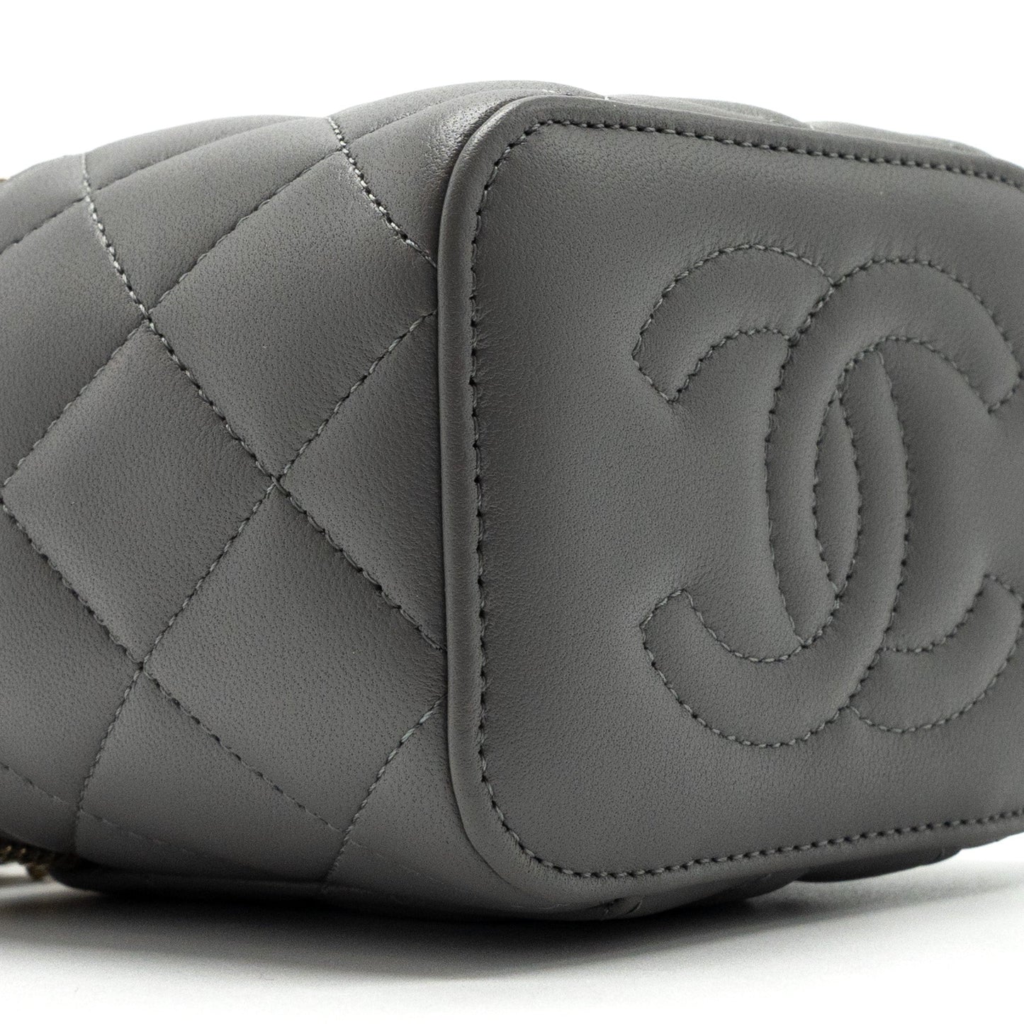 Chanel Top Handle Mini Vanity Case Lambskin Grey GHW(Microchip)