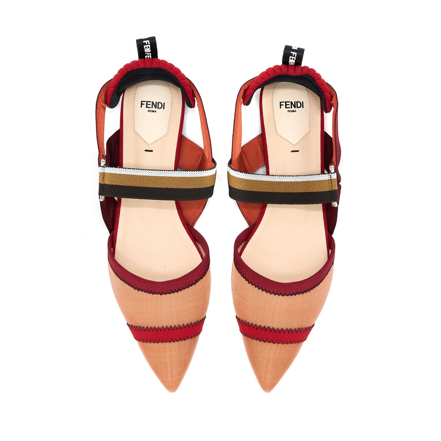 Fendi Size 40 Sling Back Flat Shoes Multicolour