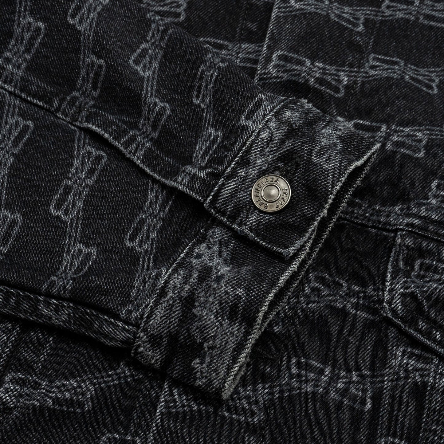 Balenciaga size XS oversized logo-print denim jacket black