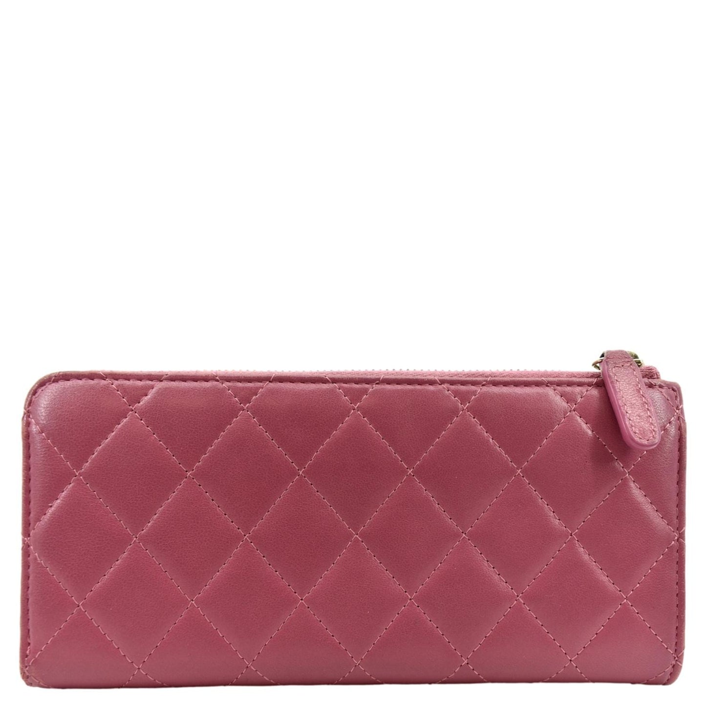 Luxury Chanel CC Quilted Leather Zip Wallet Pink
