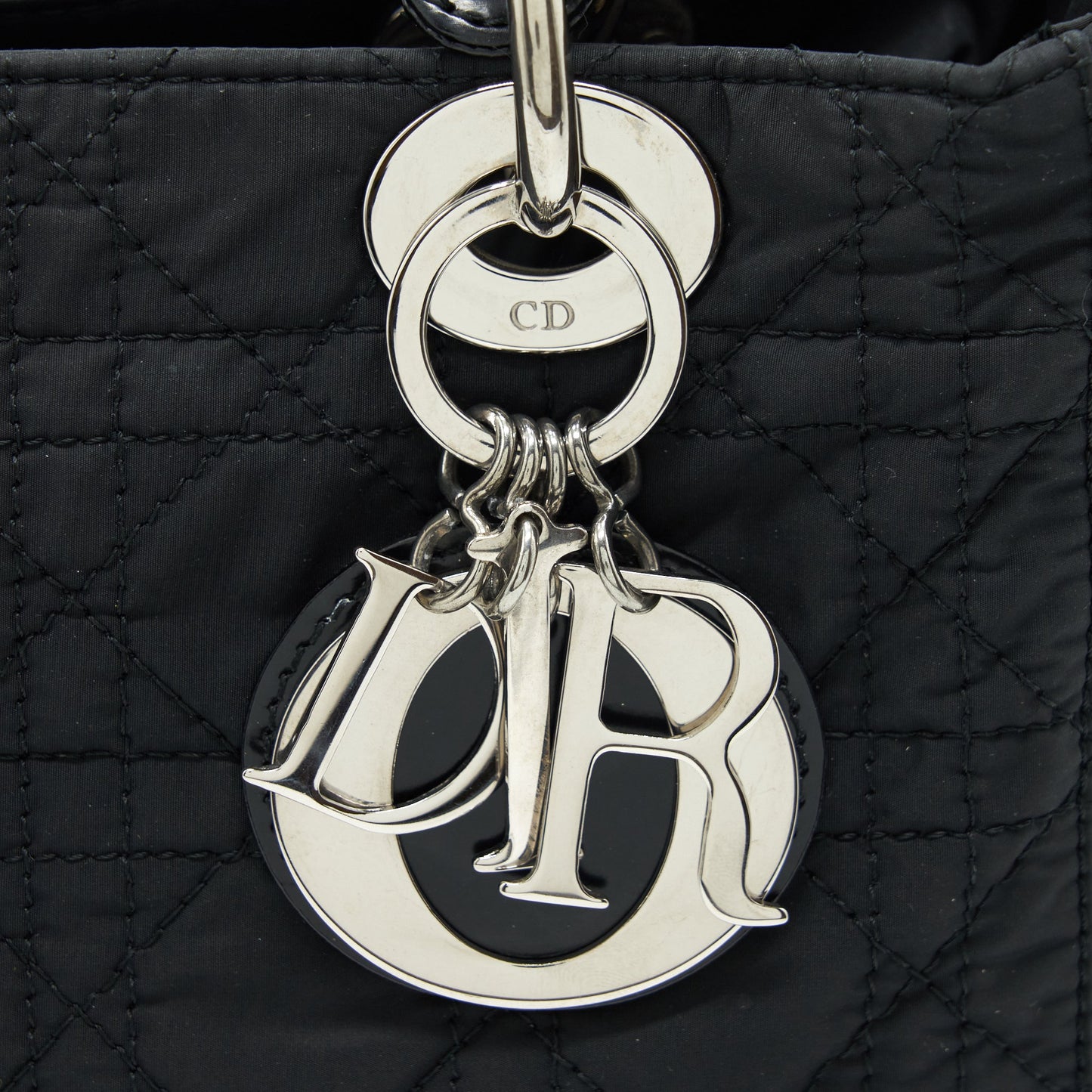 Dior Vintage Medium Lady Dior Nylon/Fabric Black SHW