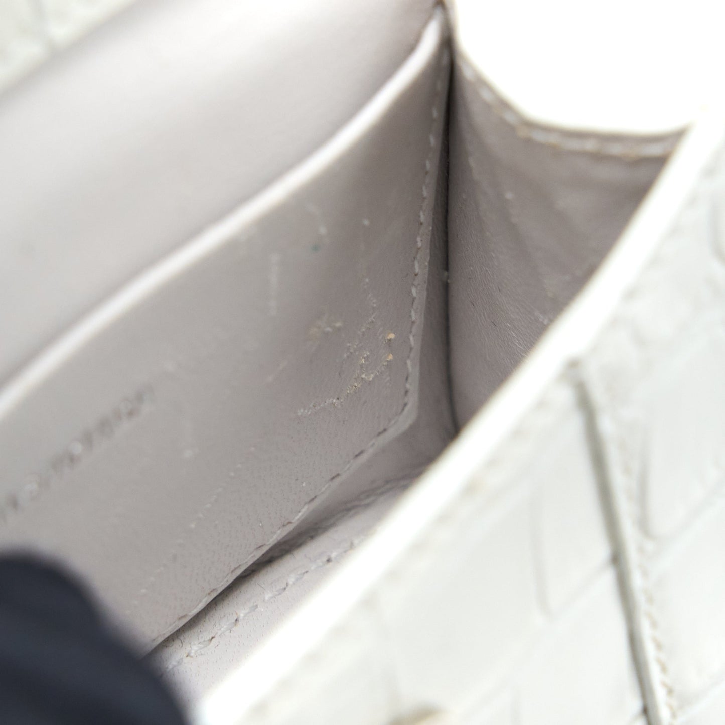 Balenciaga Mini Hourglass Bag Croc Embossed Calfskin White SHW