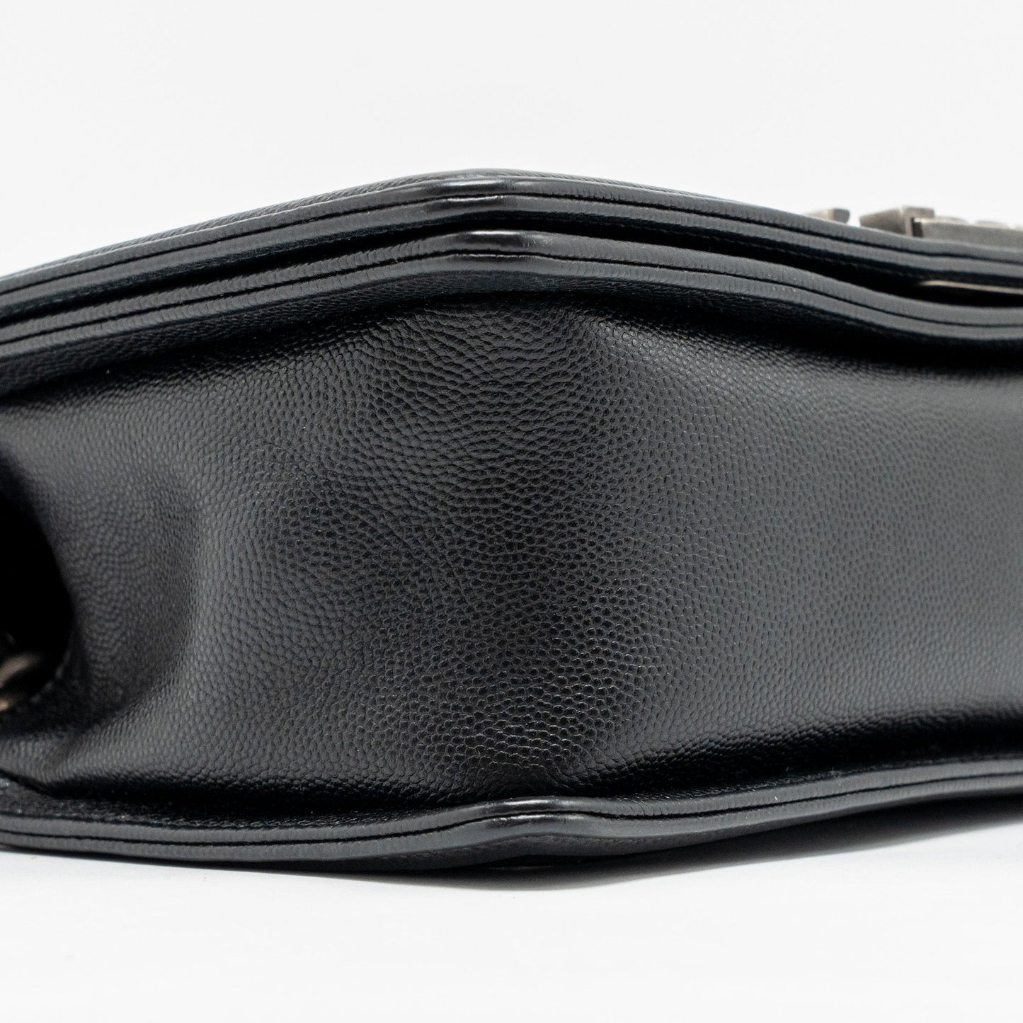 Chanel Medium Boy Bag Chevron Caviar Black Ruthenium Silver Hardware