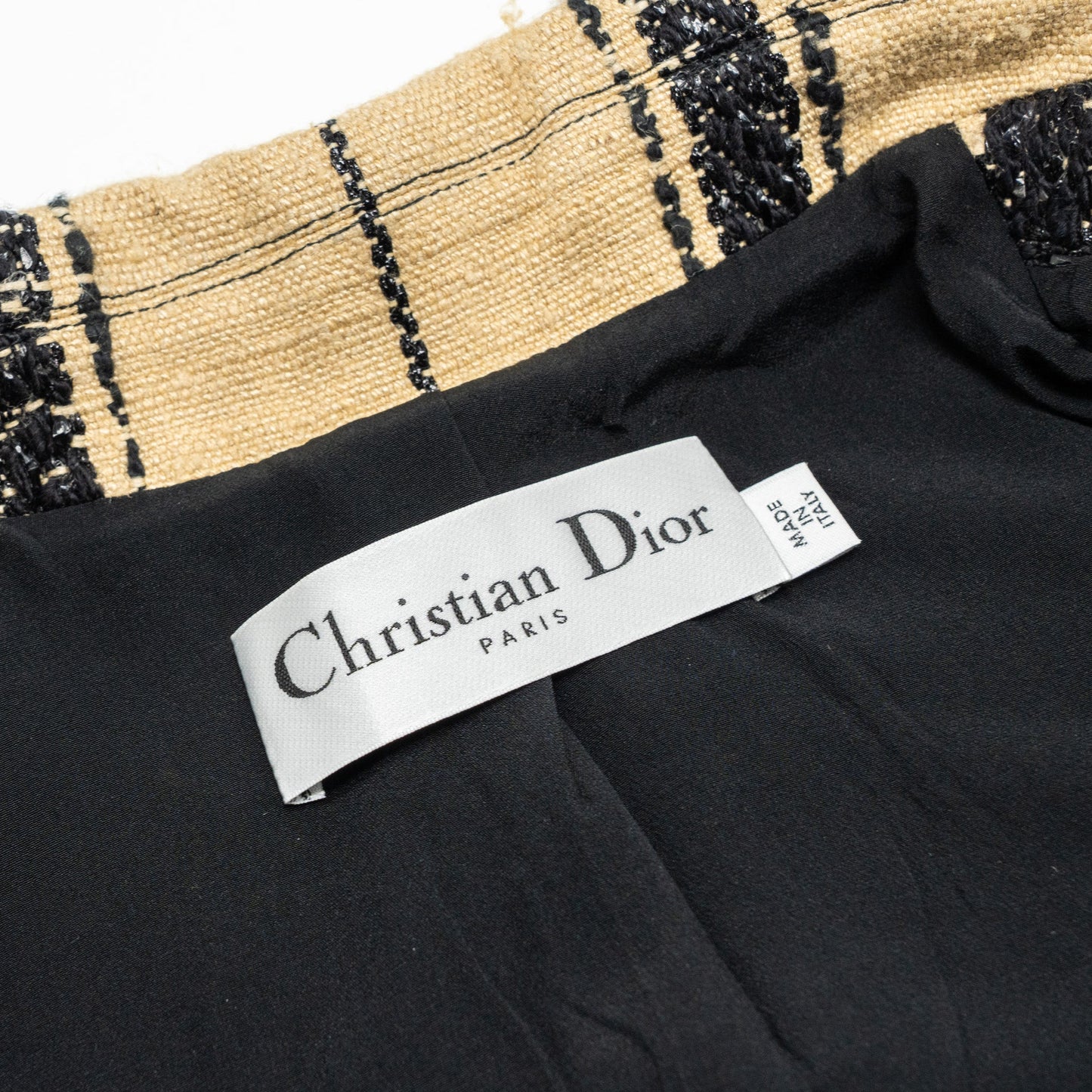 Dior size 38 Suit jacket silk/wool/cotton beige/black