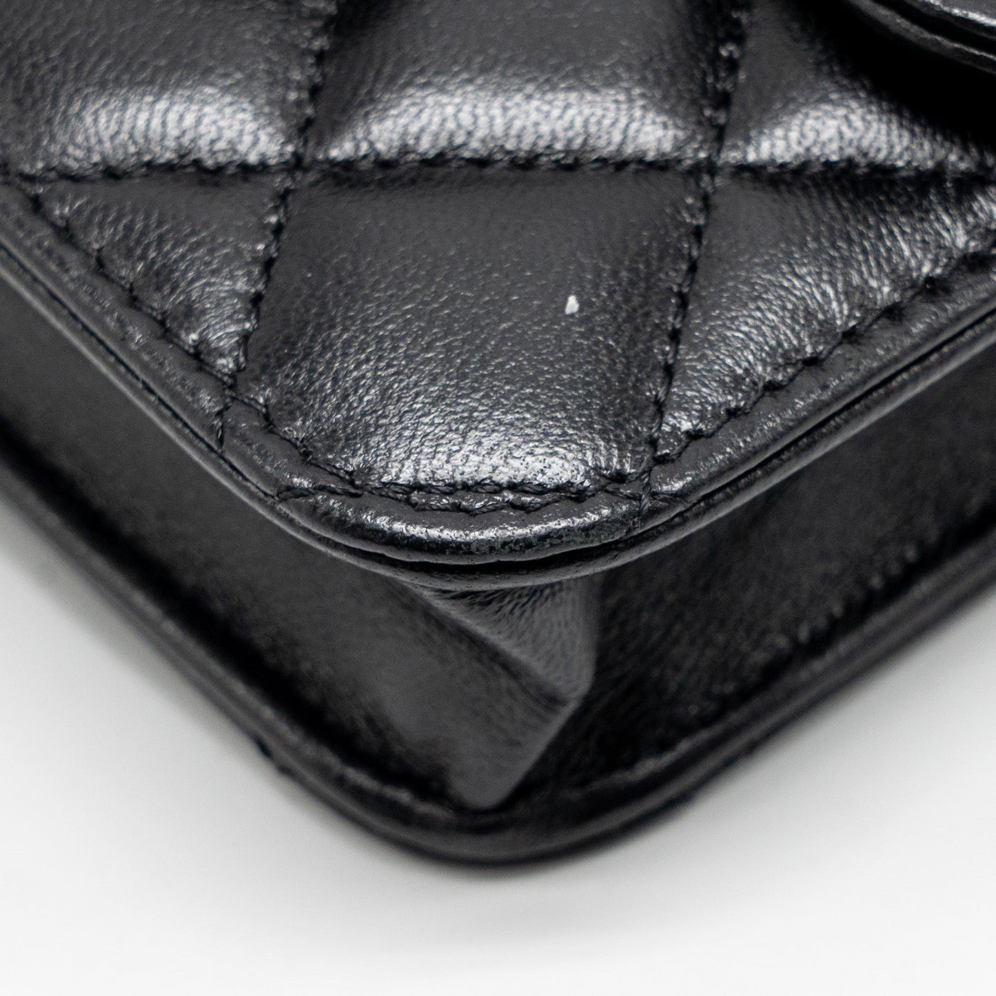Chanel Mini Top Handle Flap Coin Purse with Chain Lambskin Black LGHW