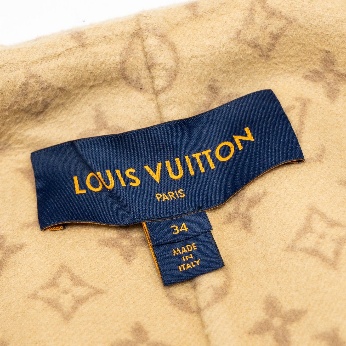Louis Vuitton size 34 signature double face hooded wrap coat wool beige