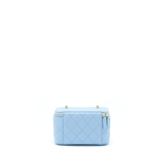 Chanel 22S Pearl Crush Long Vanity With Chain Lambskin Blue GHW