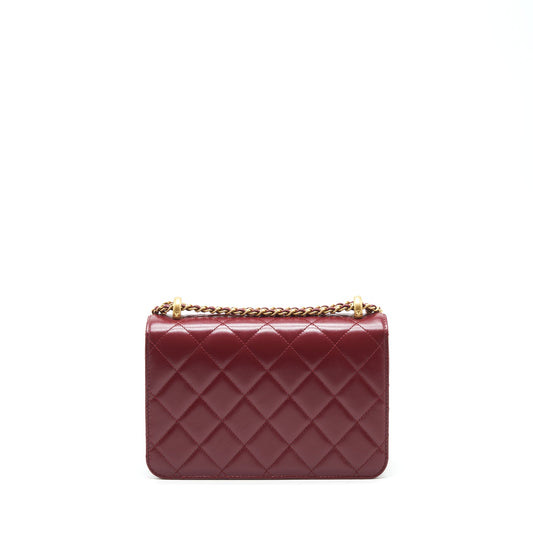 Chanel 21A Medium Gold Crush Flap Bag Calfskin NC635 Burgundy GHW (Microchip)