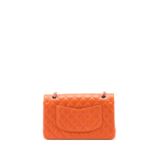 Chanel Medium Classic Double Flap Bag Lambskin Orange SHW
