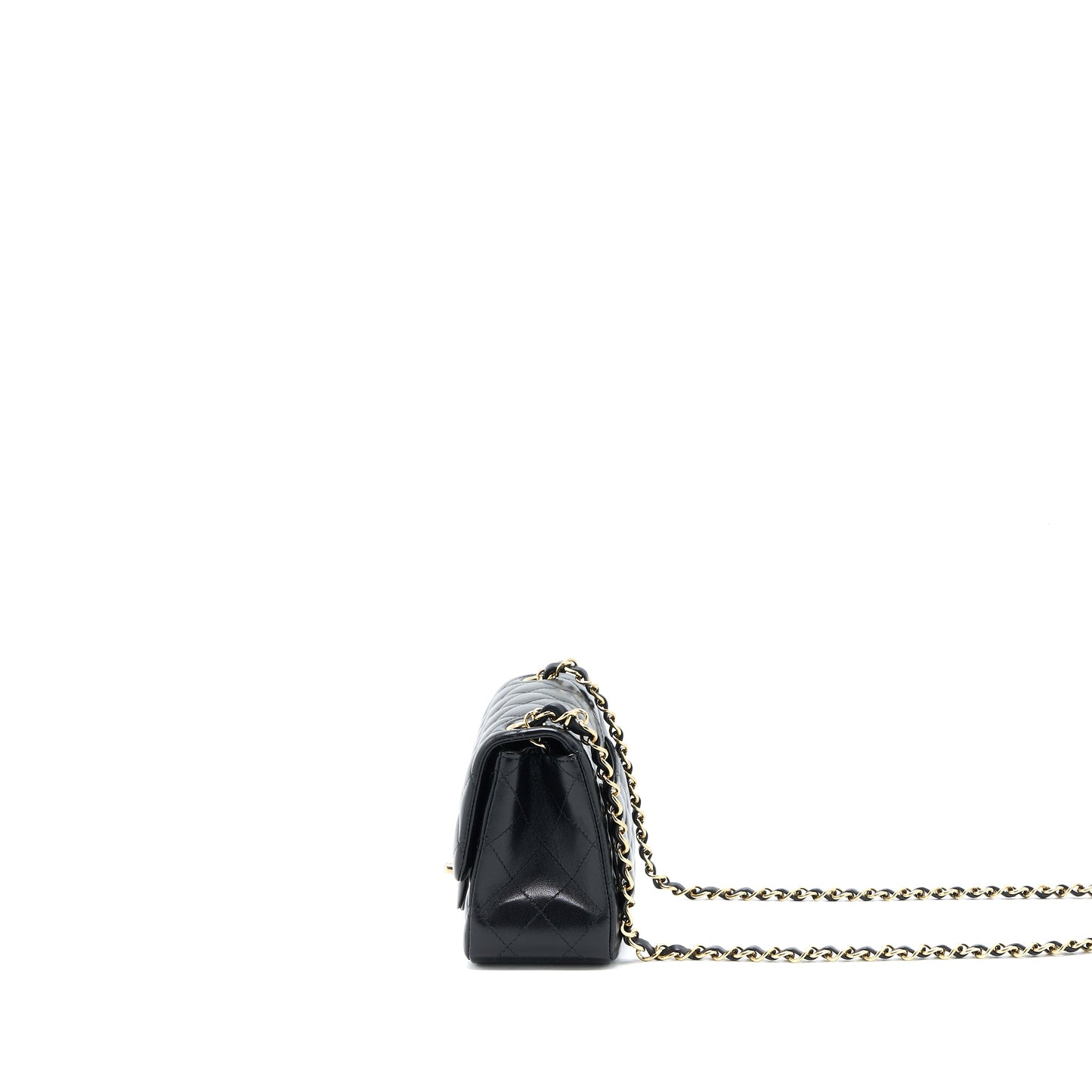 Chanel Classic Mini Square Flap Bag Lambskin Black LGHW (Microchip)