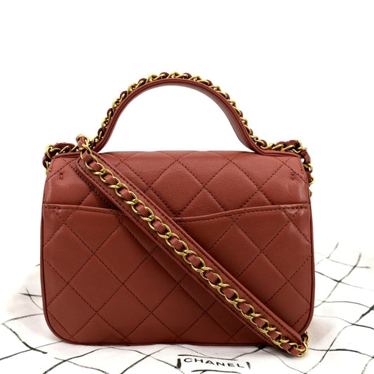 CHANEL Infinity Chain Quilted Leather Crossbody Bag Pink