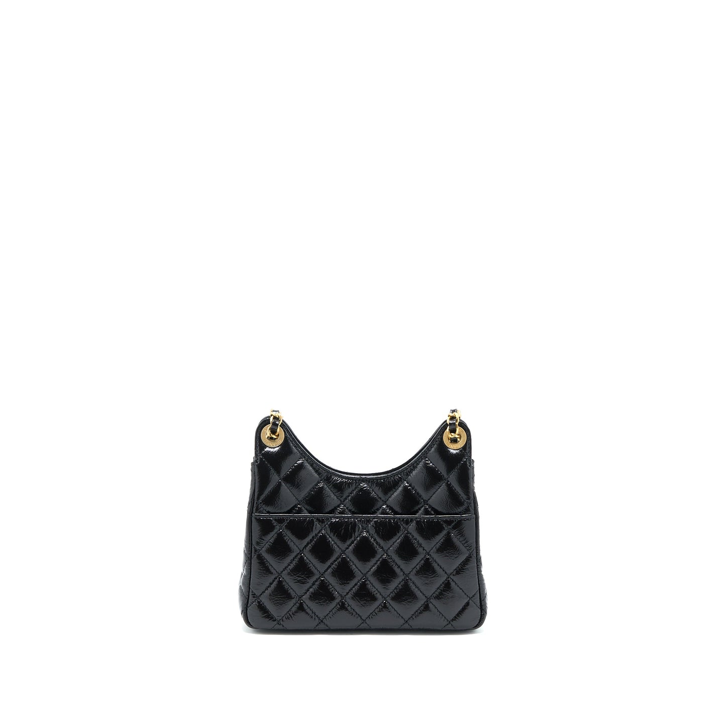 Chanel 23C Small Hobo Bag Shiny Calfskin Black Brushed GHW (Microchip)