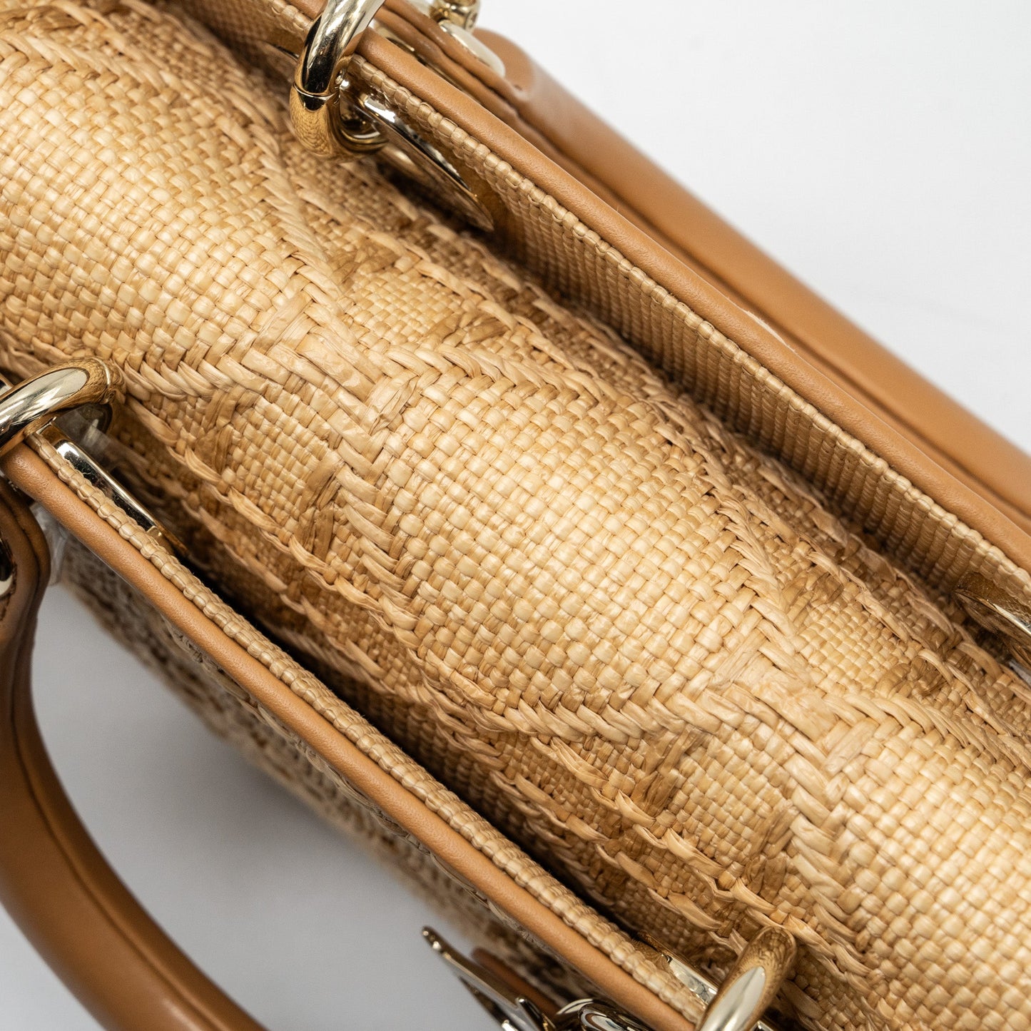 Dior Medium Lady D-Joy Bag Raffia/ Leather Natural LGHW