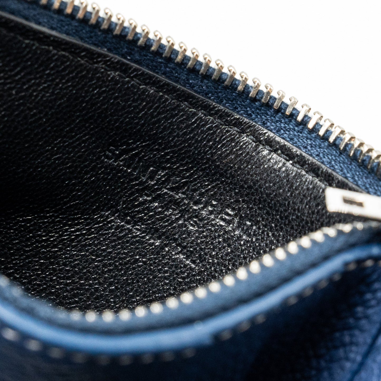 Saint laurent Paris fragments zipped card case calfskin blue SHW