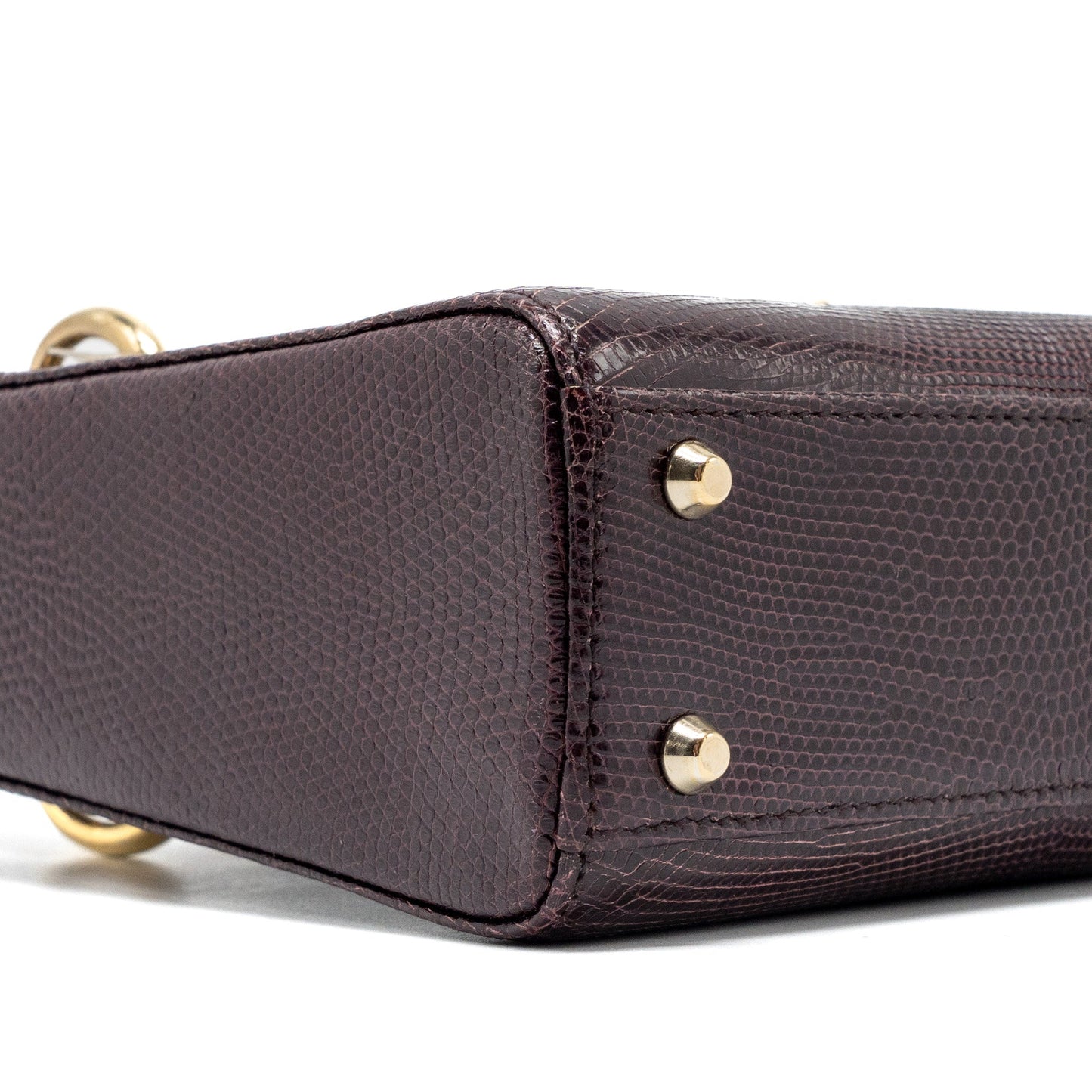 DIOR Mini Lady Dior Lizard Burgundy LGHW