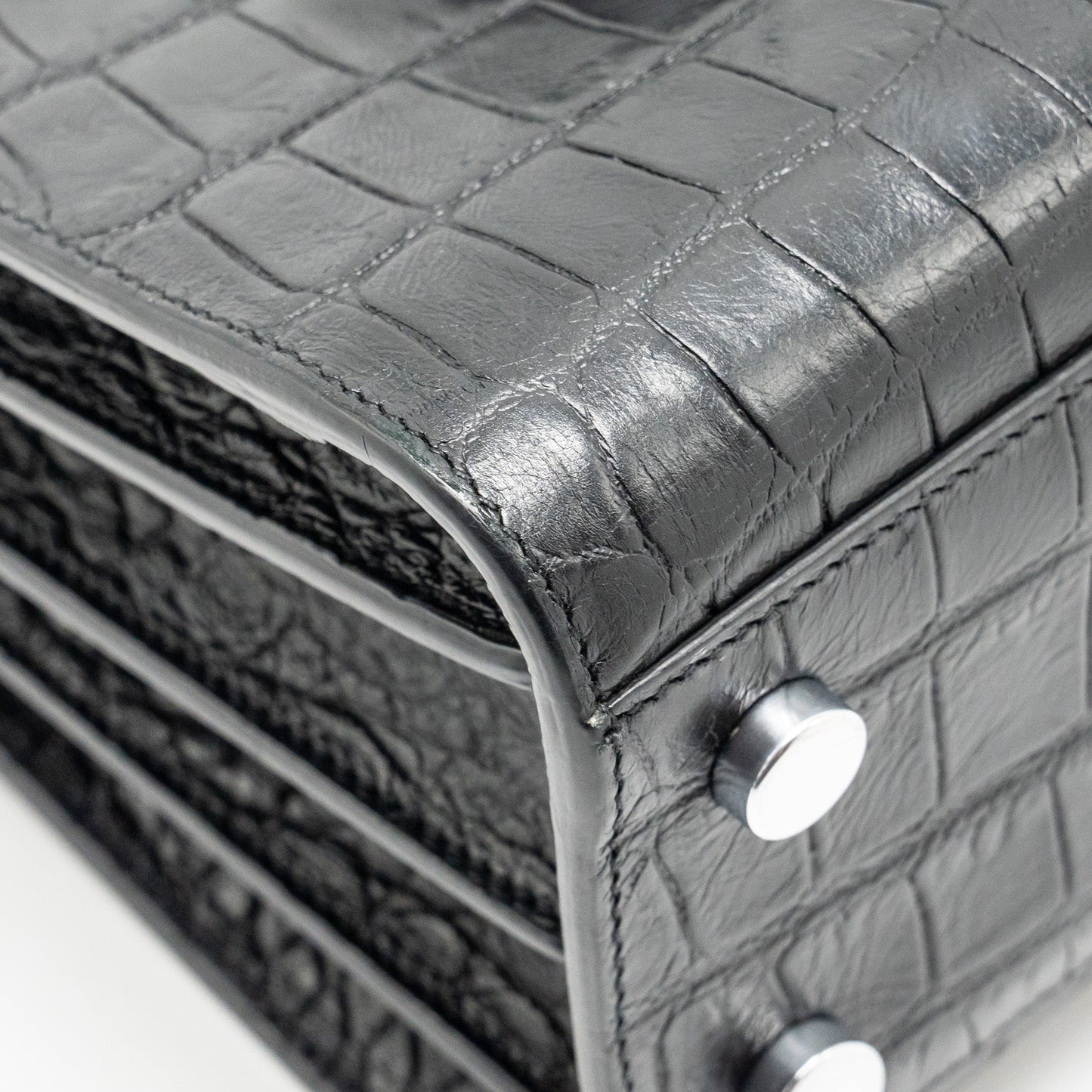 Saint Laurent Nano Sac De jour croc embossed calfskin black SHW