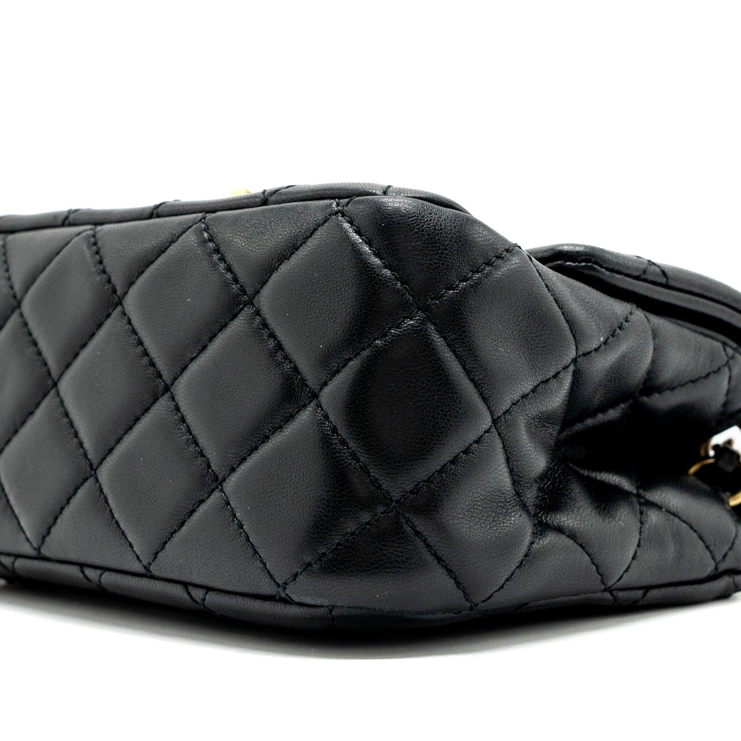 chanel pearl crush mini square flap bag lambskin black GHW (microchip)