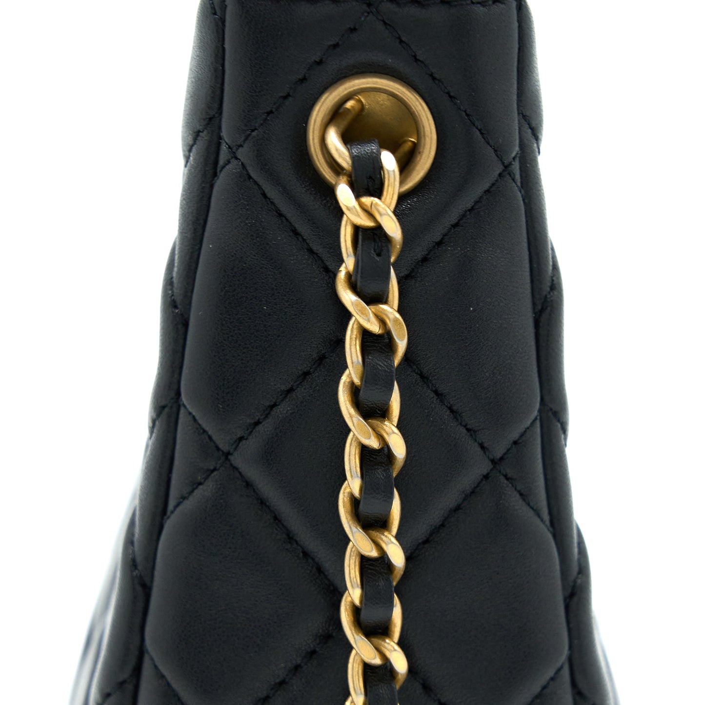 Chanel Pearl Crush Hobo Bag Lambskin Black GHW (Microchip)
