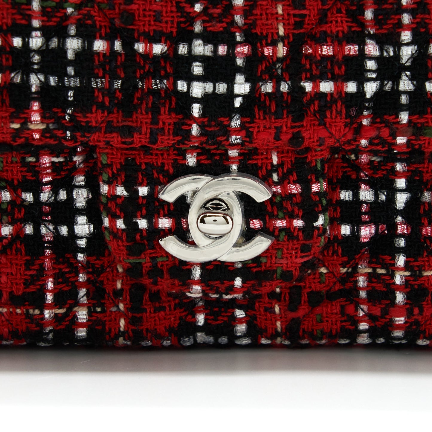 Chanel Mini Rectangular Flap Bag Tweed Red/ Black SHW