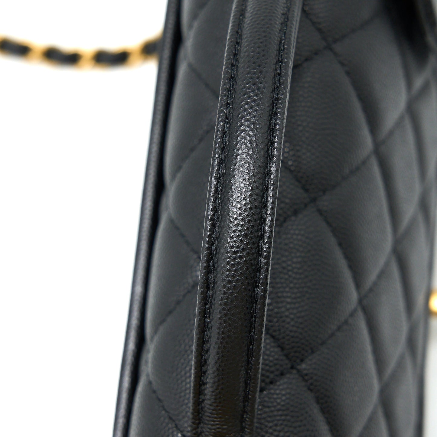 Chanel 22K Top Handle Messenger Bag Caviar Black Brushed GHW (Microchip)