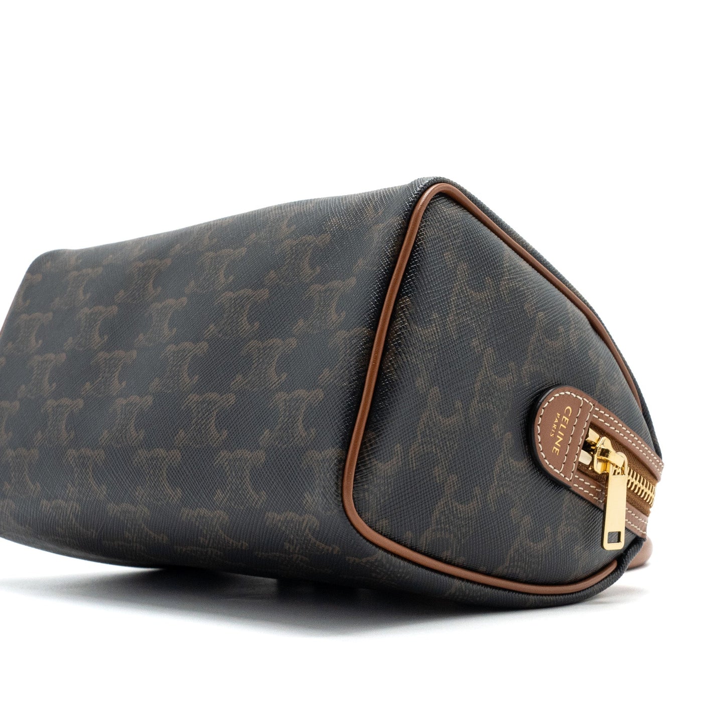 Celine Small Boston Bag Triomphe Canvas/Calfskin Tan GHW
