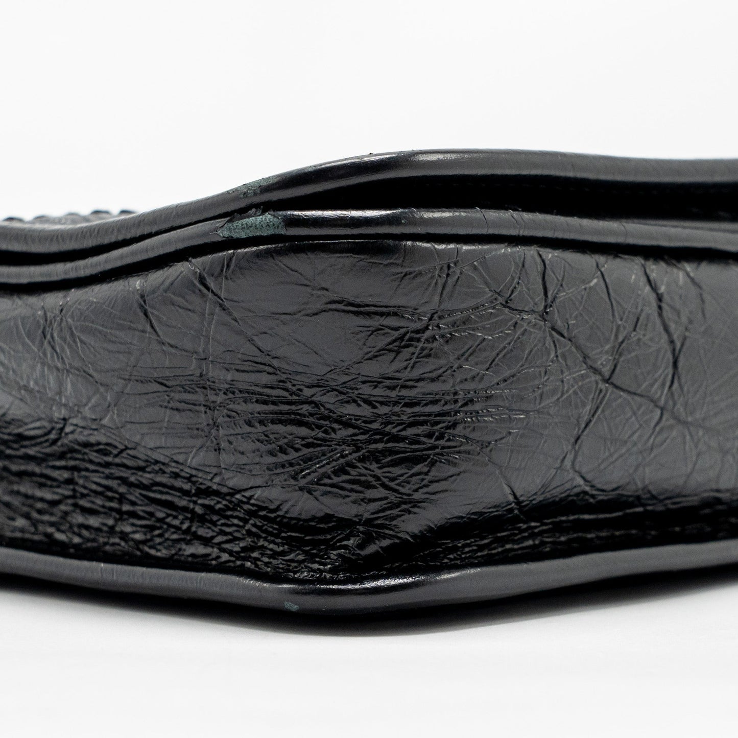 Saint Laurent / YSL Niki Chain Wallet Crinkled Calfskin Black SHW