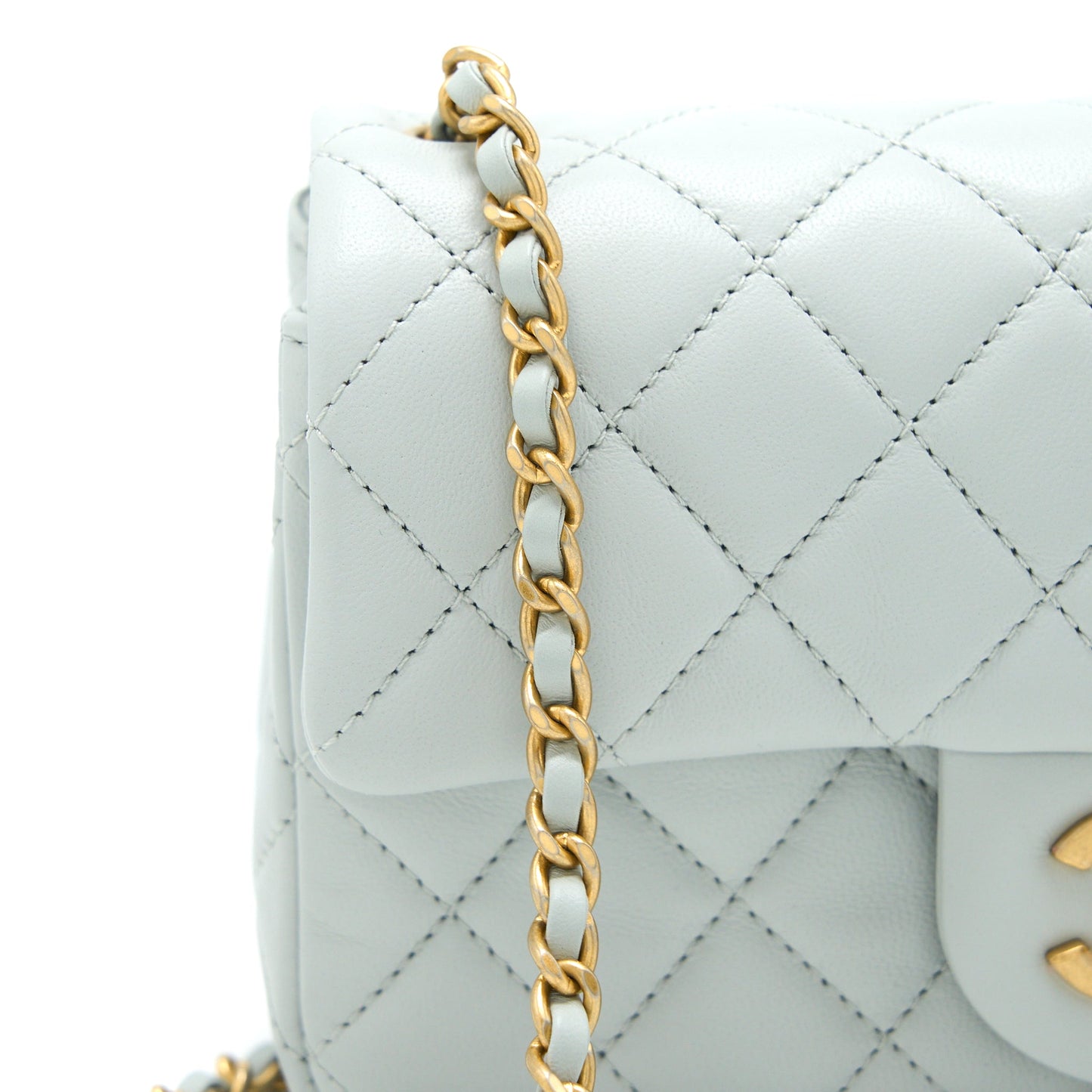 Chanel 23C Pearl Crush Mini Rectangular Lambskin Light Grey Brushed GHW (Microchip)