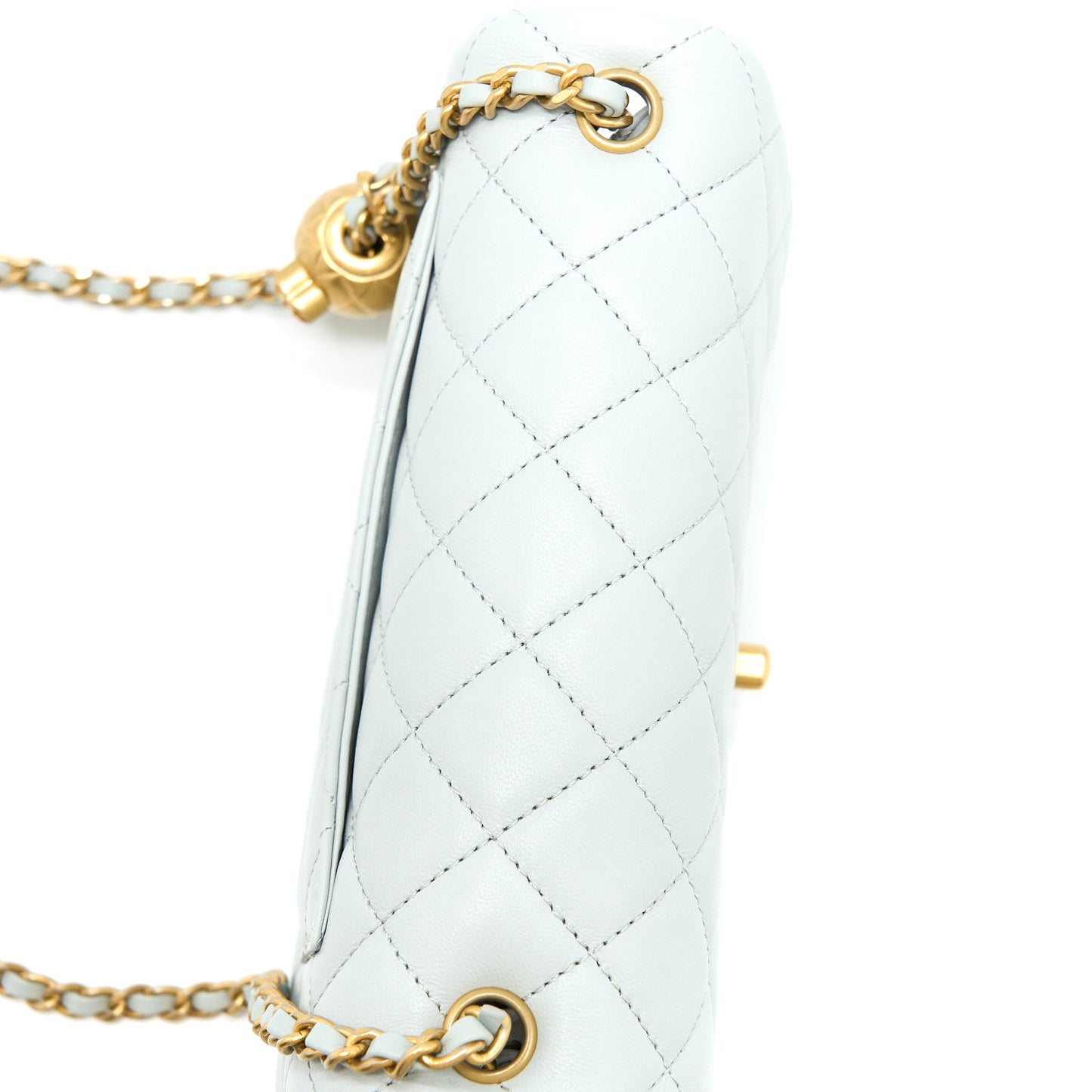 Chanel 23C Pearl Crush Mini Rectangular Lambskin Light Grey Brushed GHW (Microchip)