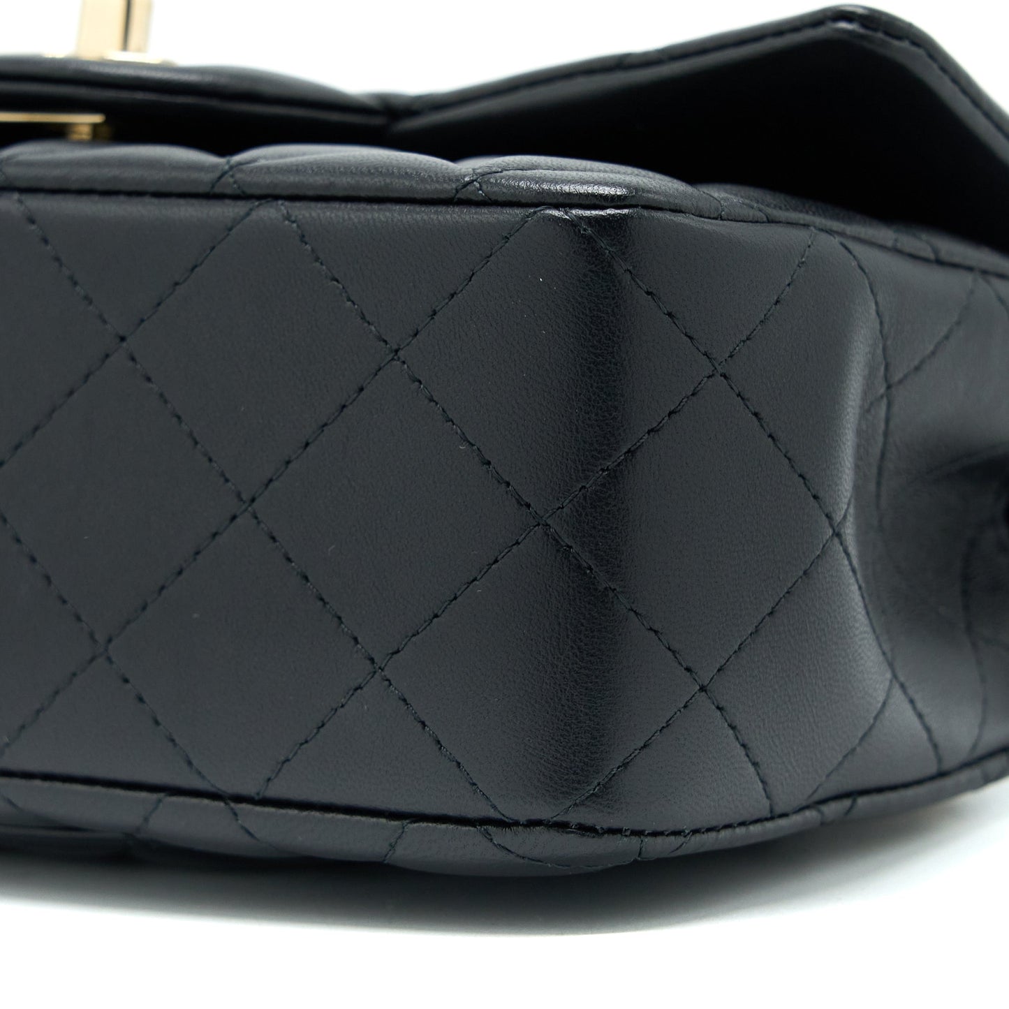 Chanel Top Handle Mini Rectangular Flap Bag Lambskin Black LGHW (Microchip)