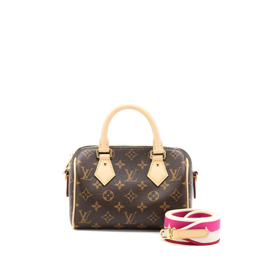Louis Vuitton Speedy Bandouliere 20 Monogram Canvas With Fuchsia Strap