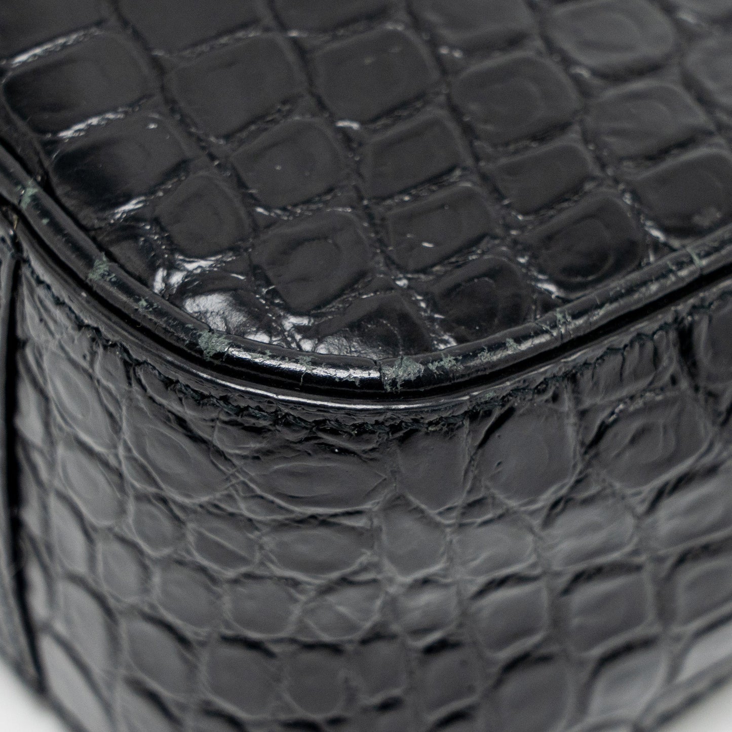 Saint Laurent/YSL Hobo Shoulder Bag Croc Embossed Calfskin Black GHW
