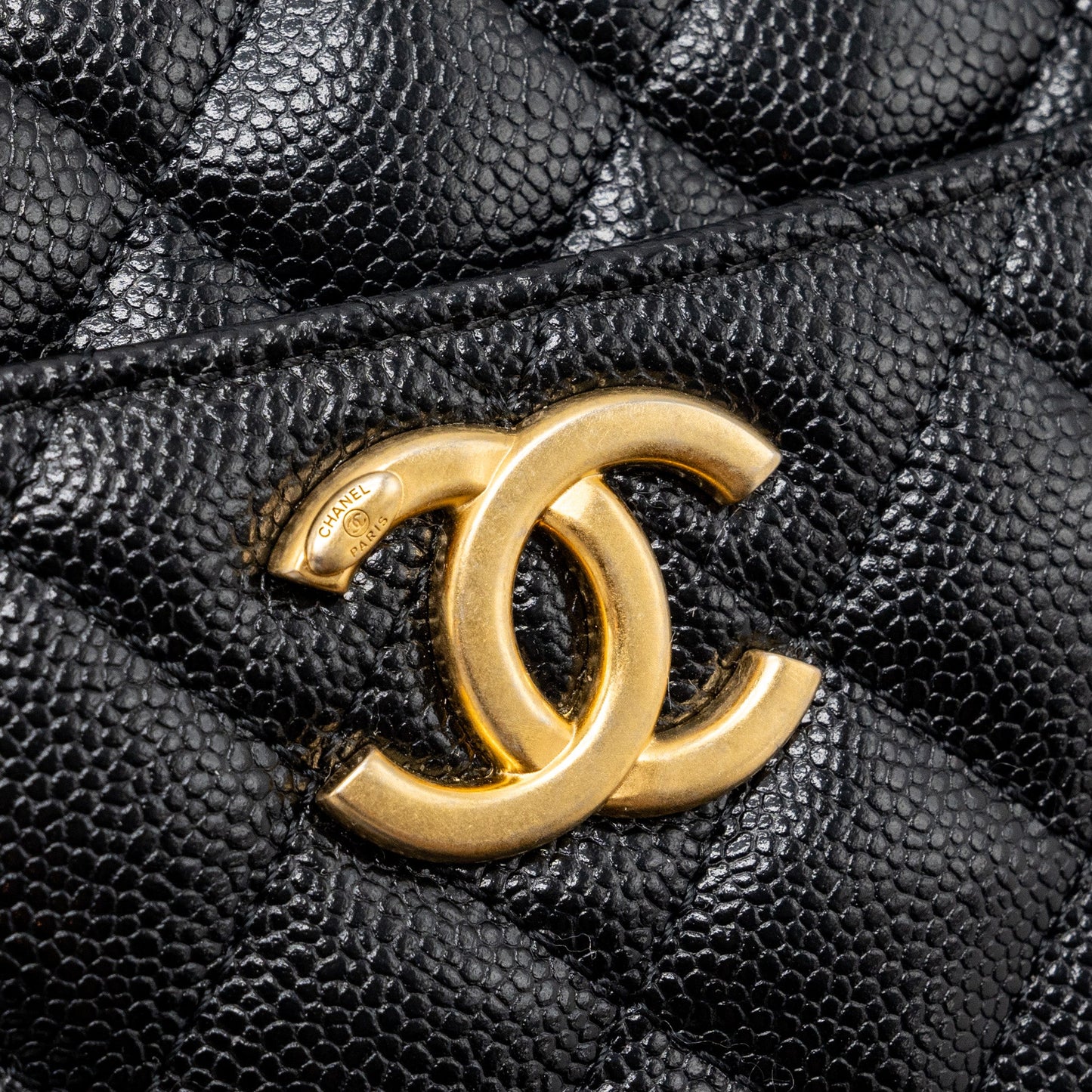 Chanel Letter top Handle Small vanity case caviar Black Brushed GHW(microchip)