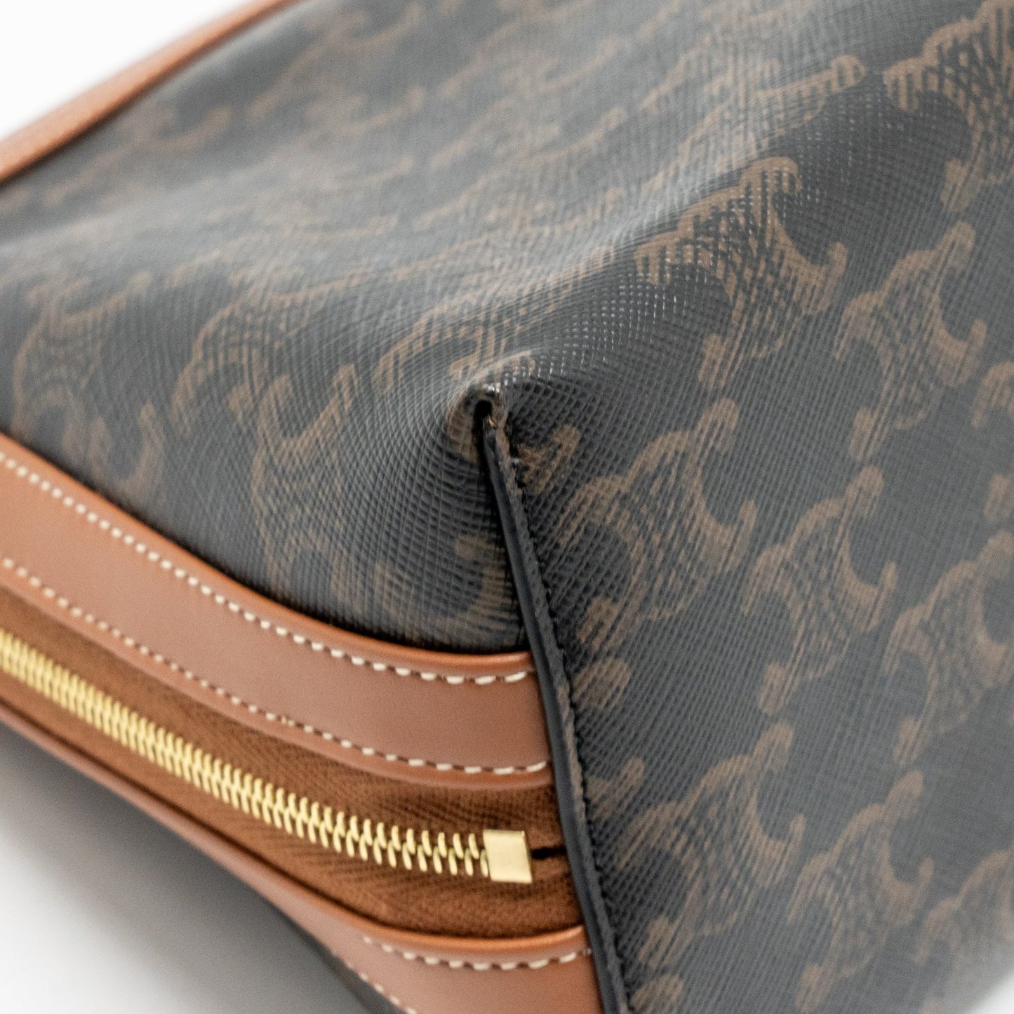 Celine Large Cosmetic Pouch Triomphe Canvas/Calfskin Tan GHW