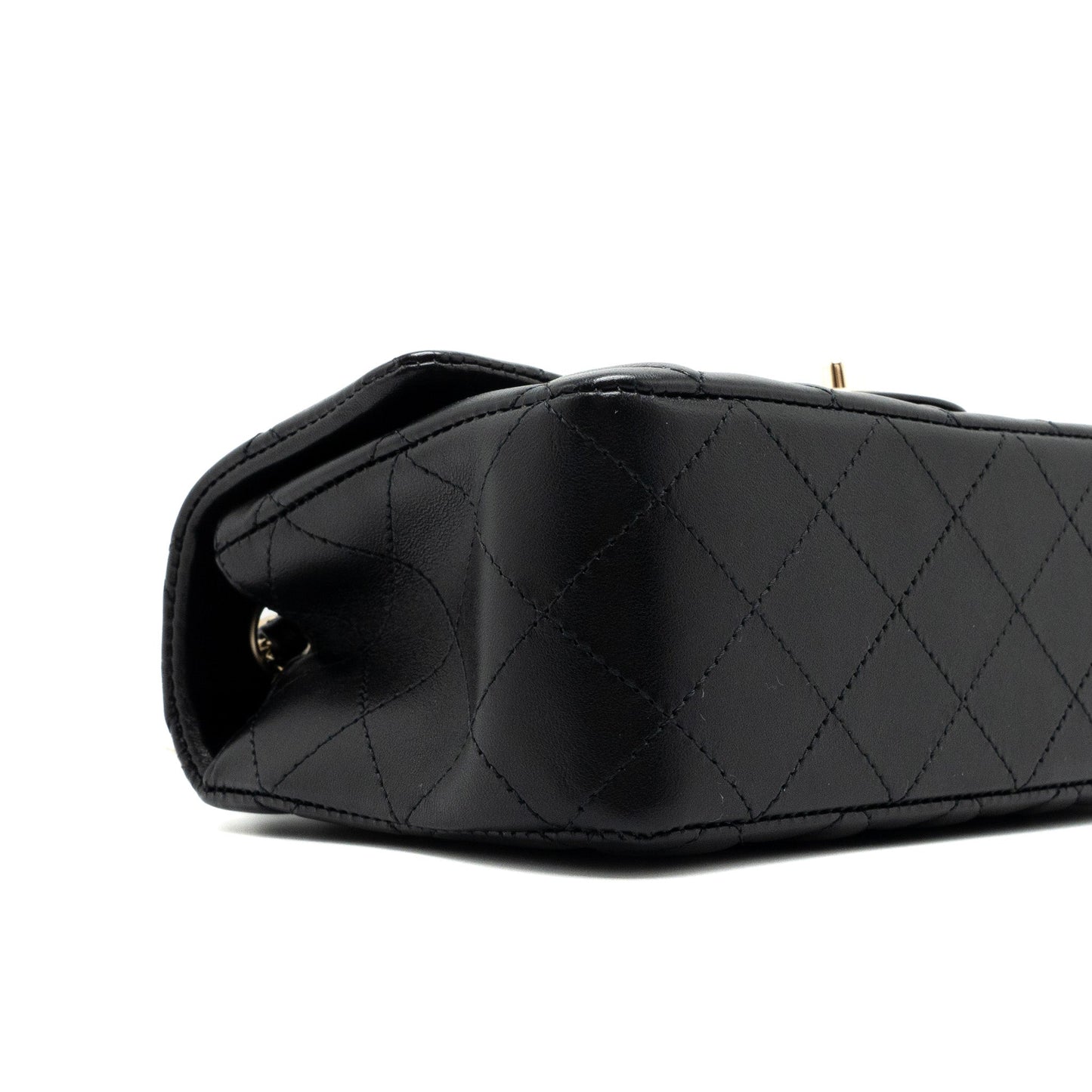 Chanel Mini Rectangular Flap Bag Lambskin Black LGHW (Microchip)