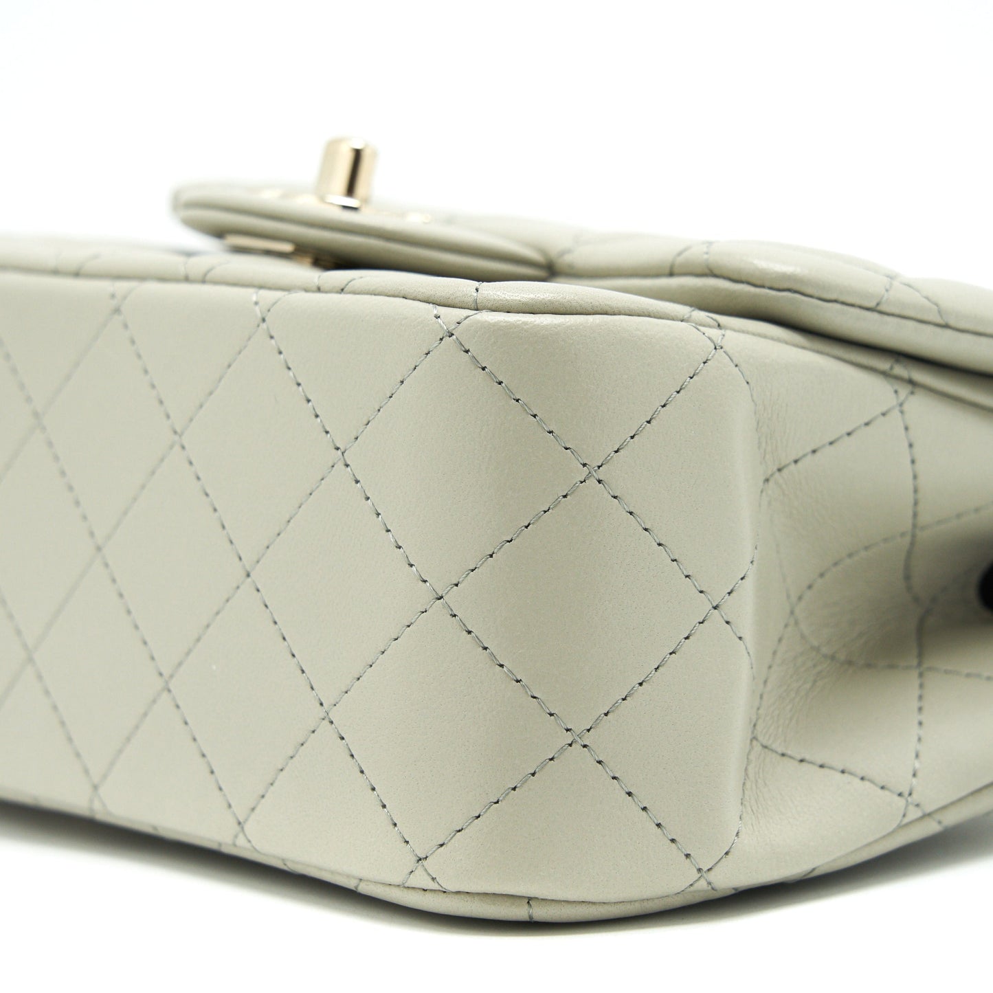 Chanel 22C Mini Square Flap Bag Lambskin Light Grey LGHW