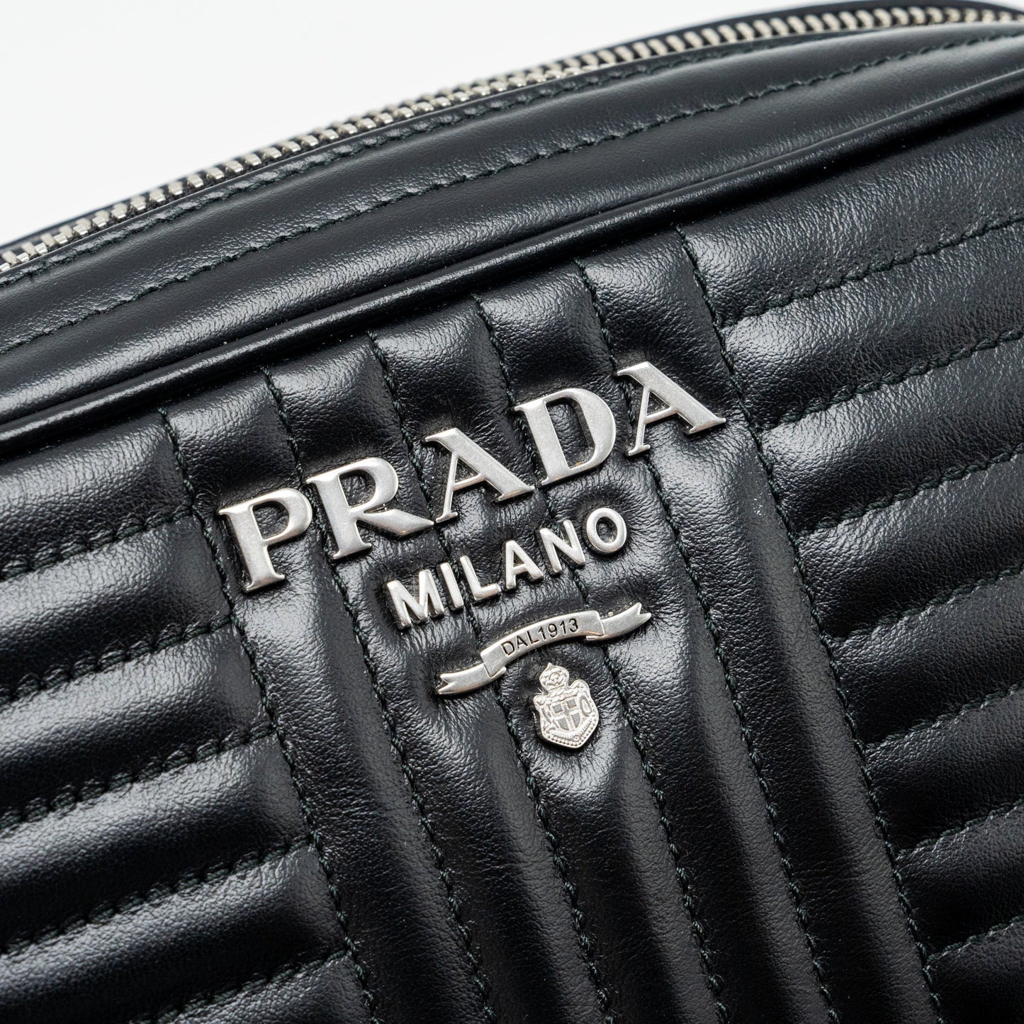 Prada Diagramme Camera Crossbody Bag Calfskin Black Ruthenium Hardware