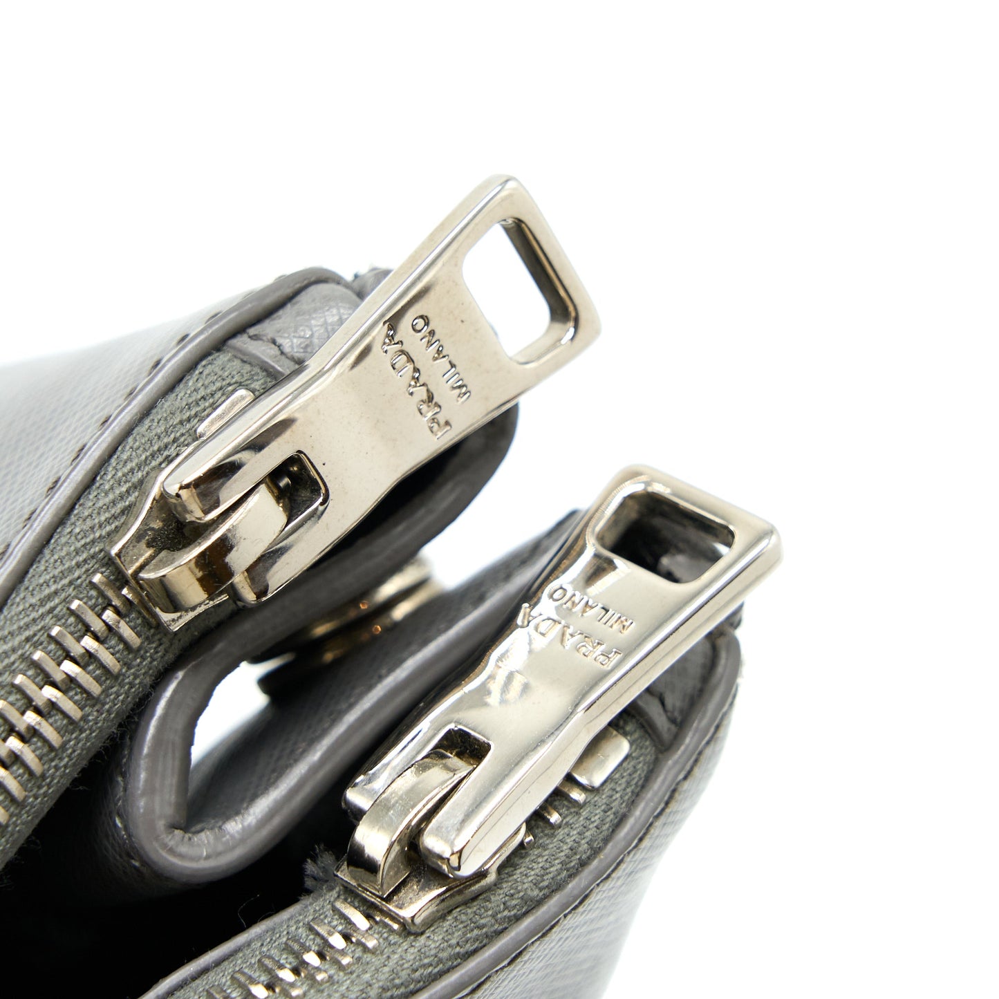 Prada Double Zip Tote Bag Saffiano Calfskin Multicolour Grey SHW