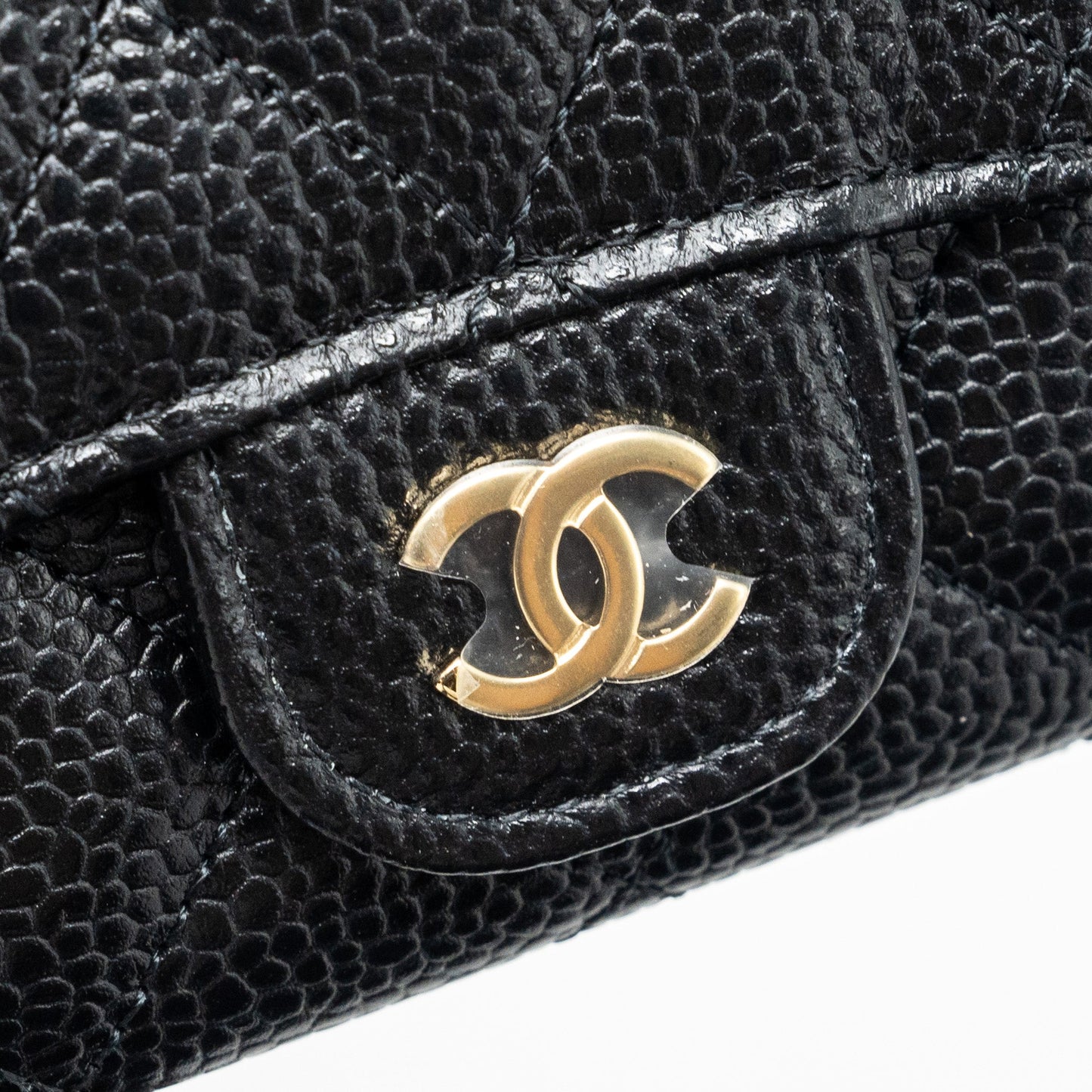 Chanel classic flap card holder caviar black GHW (microchip)