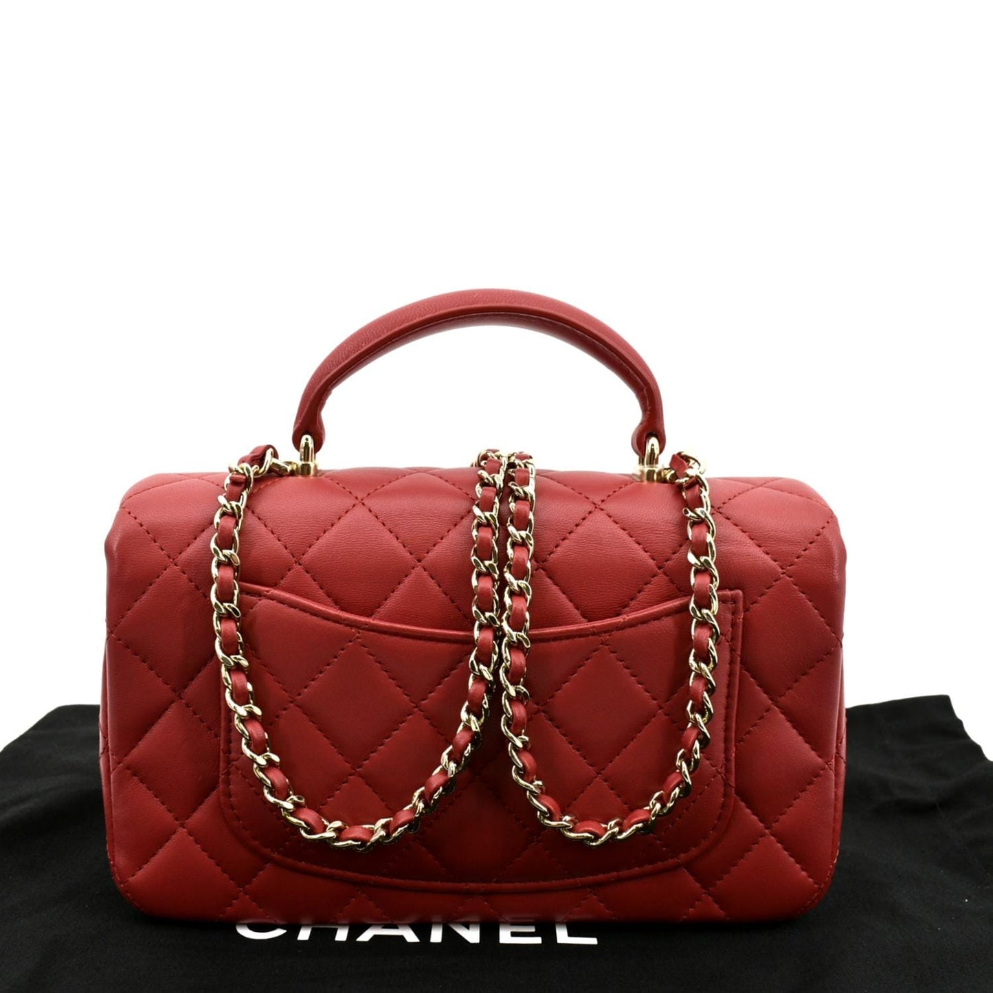 Luxury Chanel Mini Top Handle Rectangular Flap Quilted Leather Crossbody Bag Red