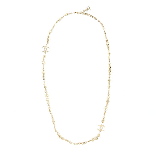 Chanel Long Necklace Light Gold Tone
