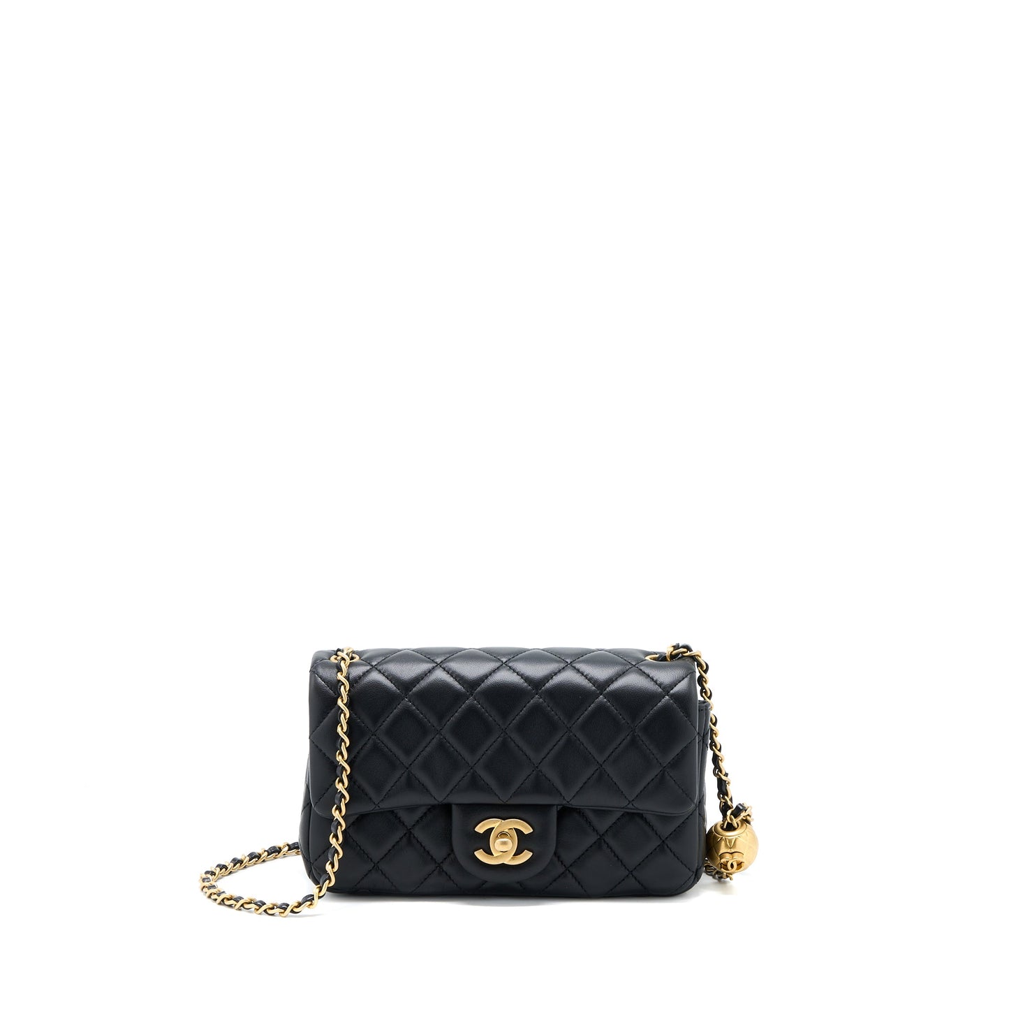 Chanel Pearl Crush Mini Rectangular Flap Bag Lambskin Black Brushed GHW