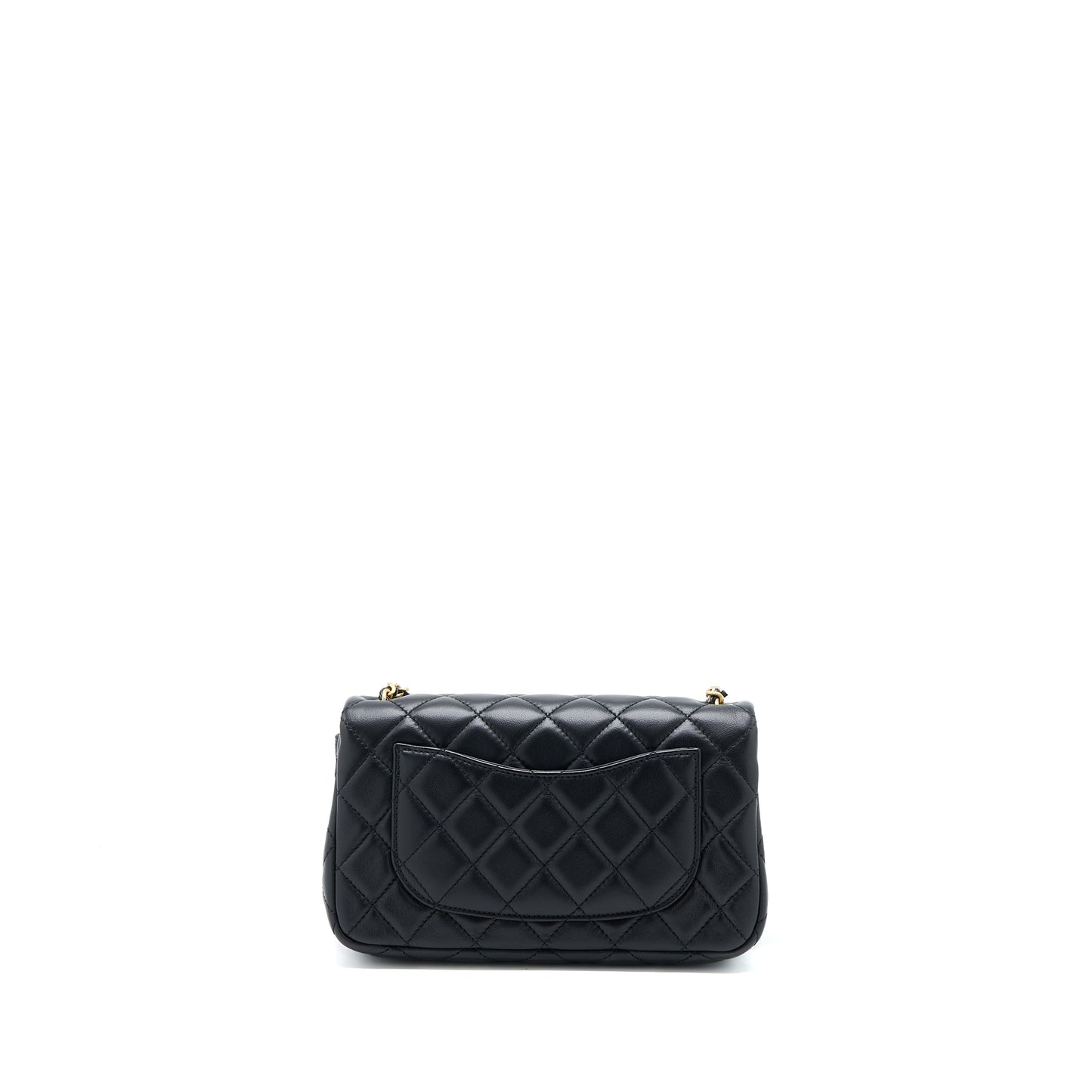 Chanel Pearl Crush Mini Rectangular Flap Bag Lambskin Black Brushed GHW