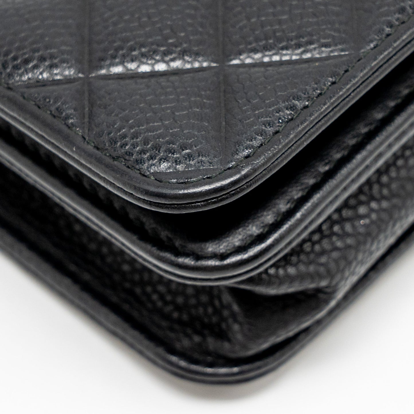 Chanel Quilted Diamond CC Logo Wallet On Chain Caviar Black SHW