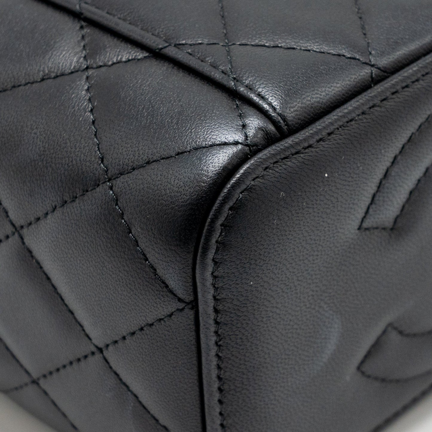 Chanel Top Handle Long Vanity Case with Chain Lambskin Black LGHW (microchip)