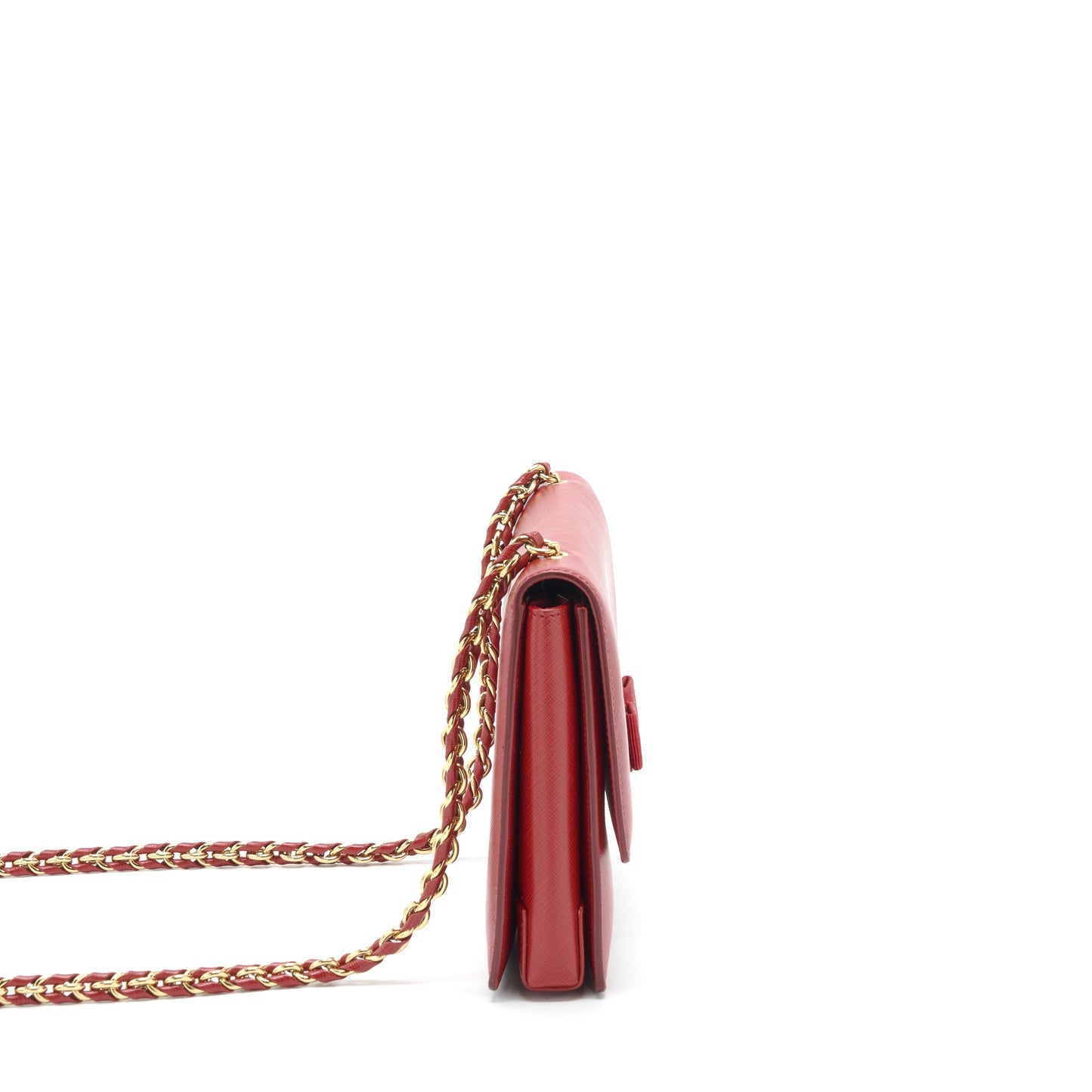 Salvatore Ferragamo Ginny Saffiano Shoulder Bag Calfskin Red GHW