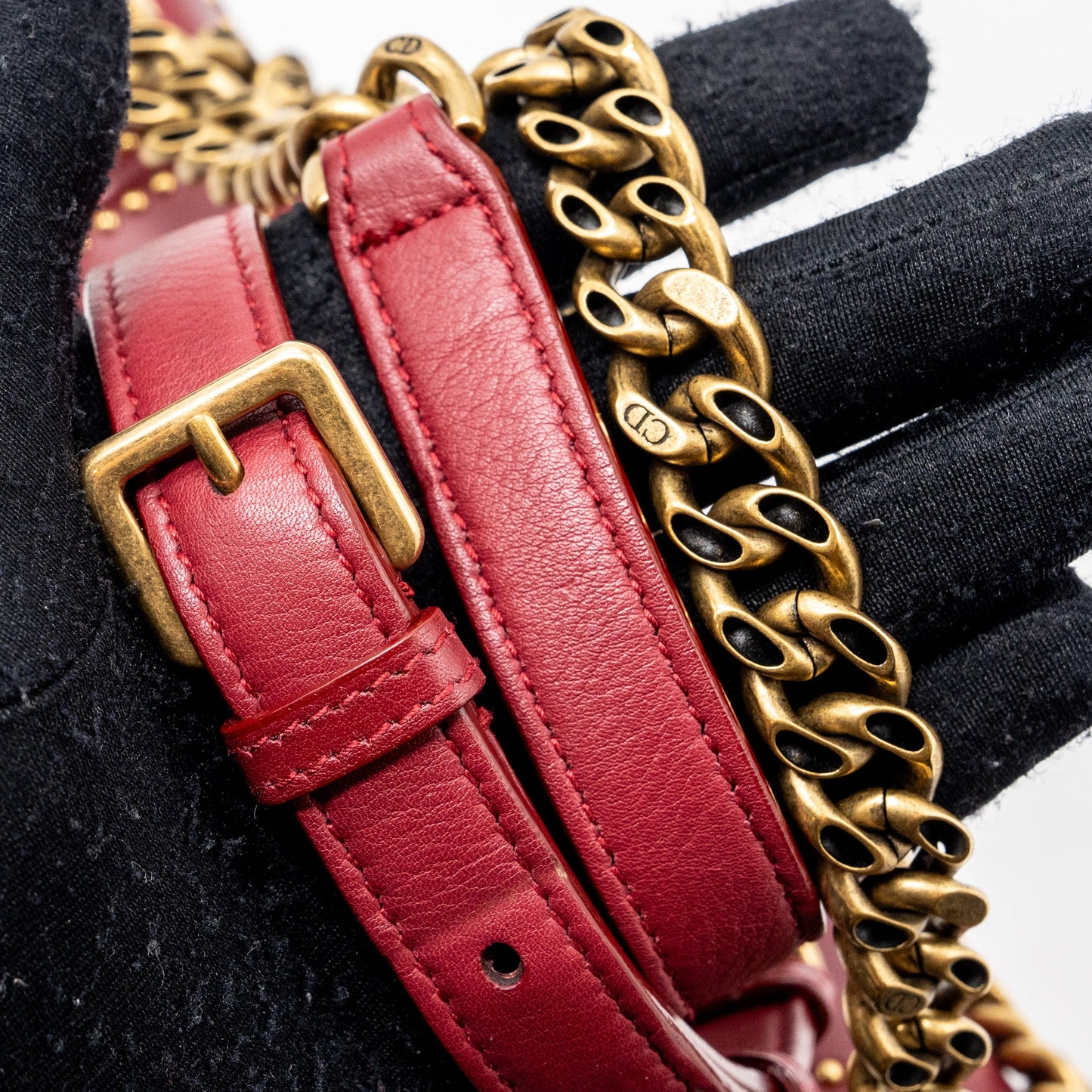 Dior medium diorama studded lambskin red GHW