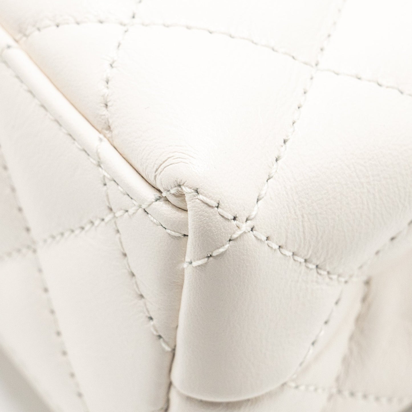 Chanel mini kelly shopping tote calfskin white GHW (microchip)