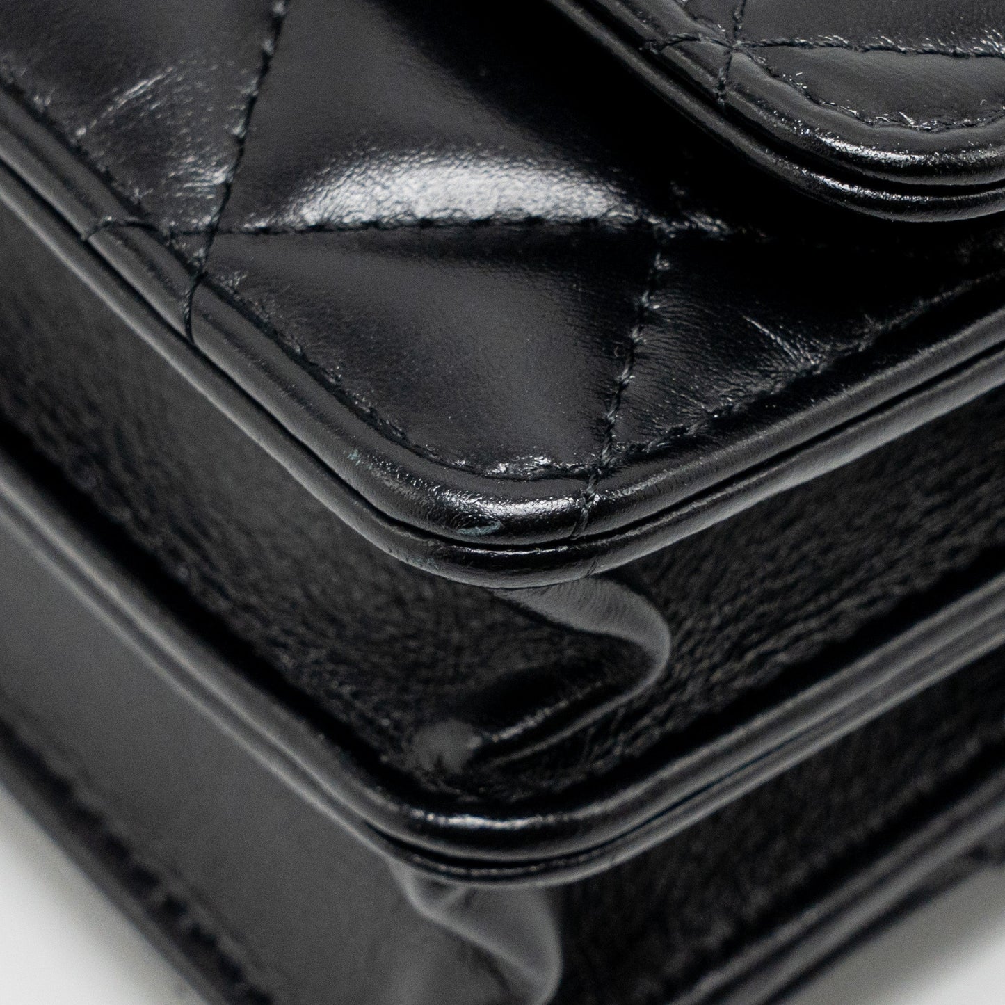 Chanel Top Handle Mini Wallet On Chain Calfskin Black GHW(microchip)