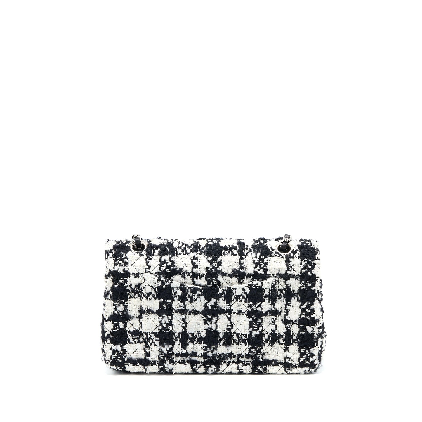 Chanel Classic Double Flap Bag Tweed Black/White SHW